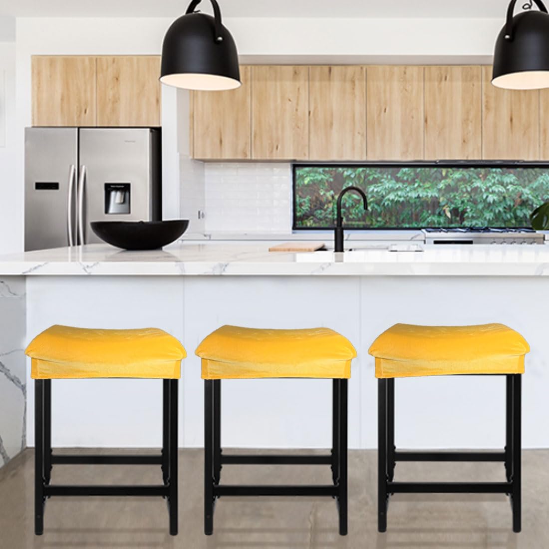 Vanity Stools Bungalow Rose Printed Set Of 2, Stretch Removable