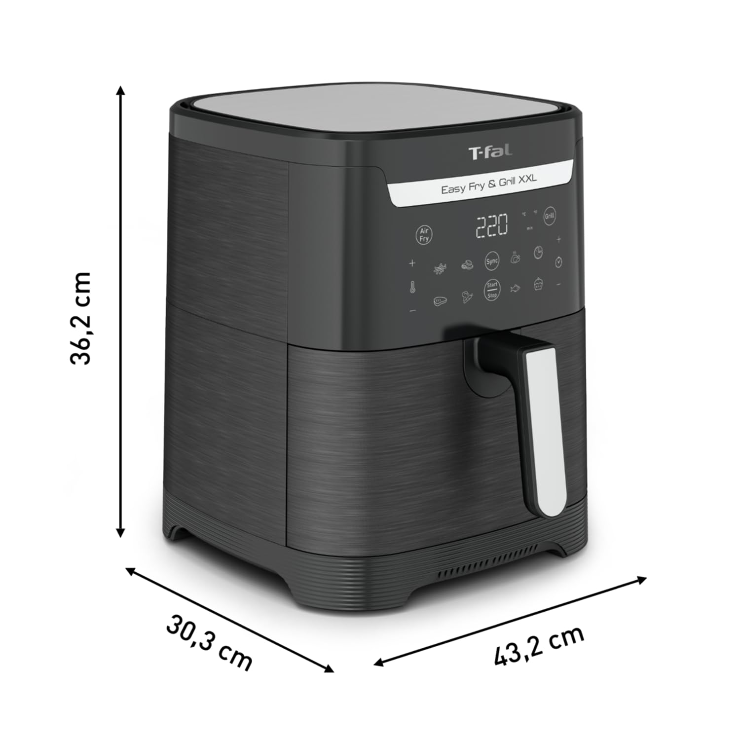 Tefal Easy Fry & Grill XXL Heißluftfritteuse 6,5 L – Airfryer mit Flexcook-Trennwand (XXL oder geteilt), 8 Programme, 80–220 °C, Druckguss-Grillplatte, fettarm frittieren, spülmaschinenfest EY8018