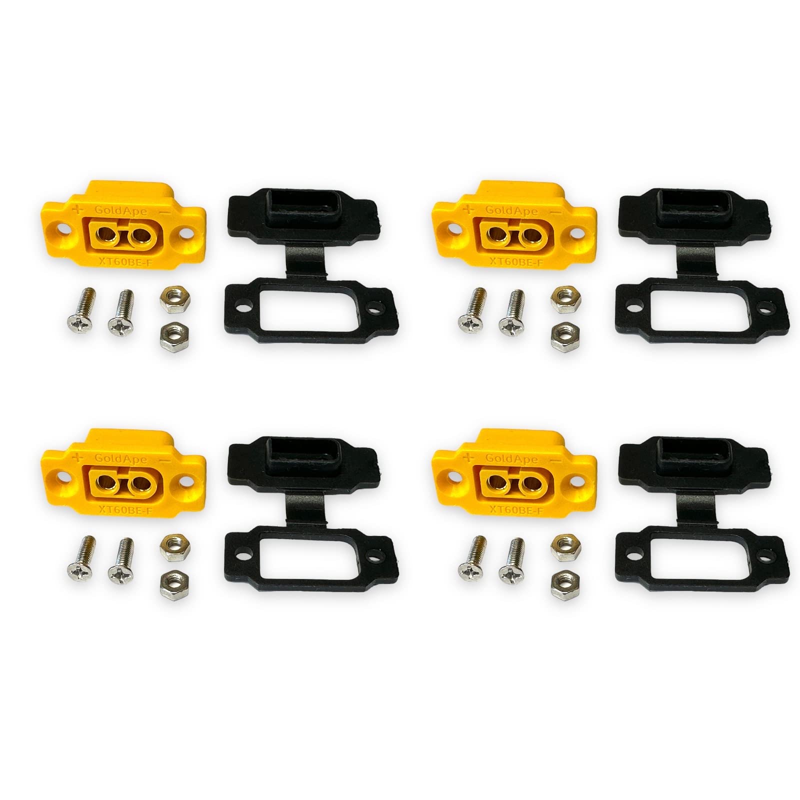 Connecteurs Encastrables XT60E-F Haute Intensité + Fiche XT60H Avec Capuchons Caoutchouc Et Vis - 2 Broches Anti-Inversion