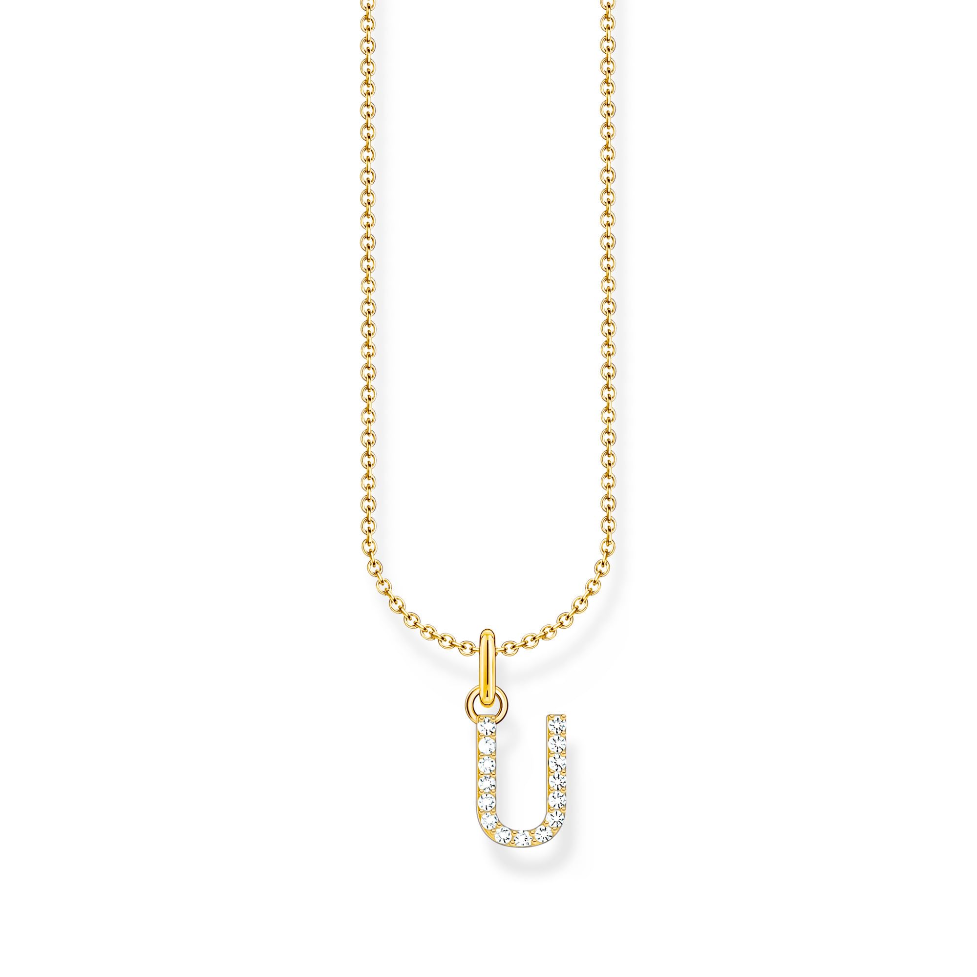 Thomas Sabo Letter U Necklace 925 Sterling Silver with Zirconia KE2260-051-14