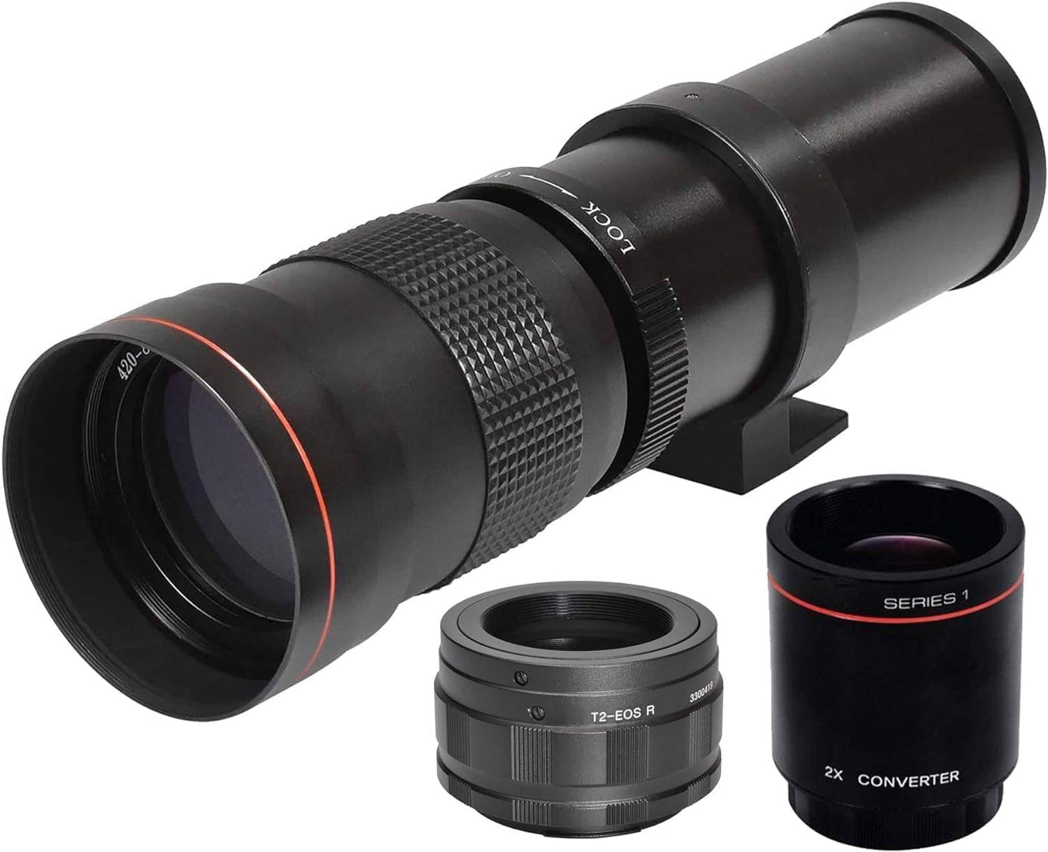 High-Power 420-1600mm f/8.3 Manual Telephoto Zoom Lens for Canon EOS R, R3, R5, R6, R7, R8, R10, RP Mirrorless Cameras