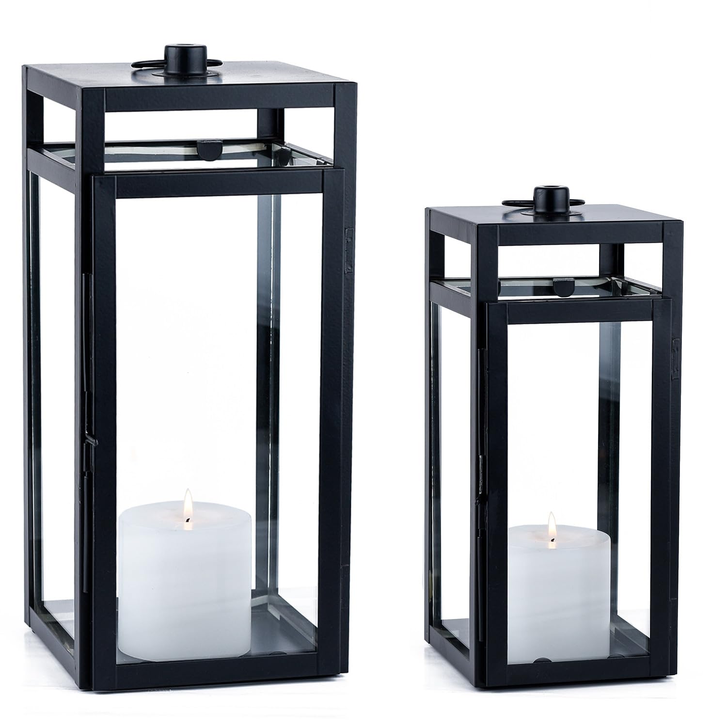 2er Set Skandinavisches Gartenwindlicht Edvin modern aus Metall 35 cm