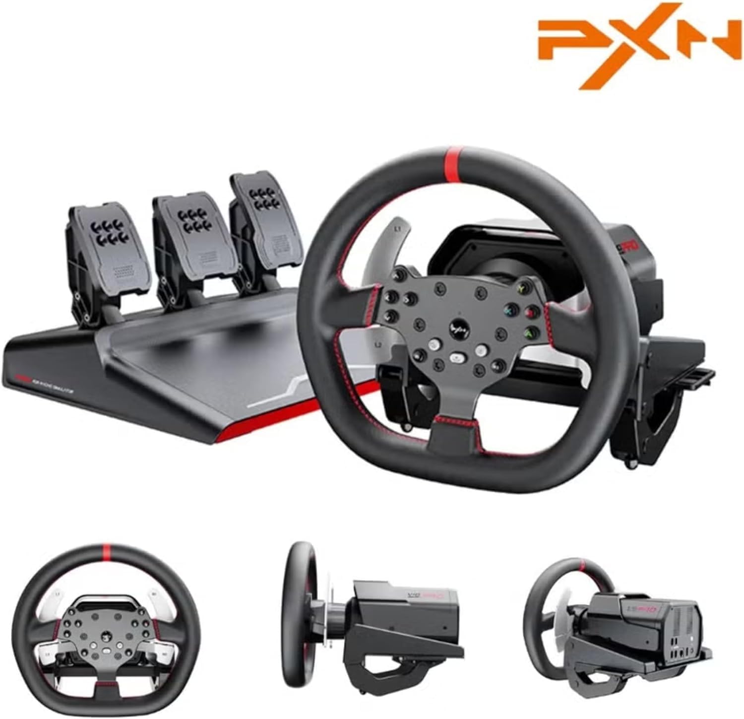 Playtastic PXN V10 Pro Direct Drive Racing Steering Wheel and Pedals Kit, 3.5mm, Black, Compatible with PC, PS4, Xbox-image-16