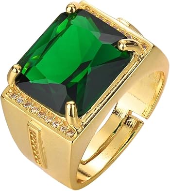 Adjustable White Gold Plated Rectangle Cubic Zirconia Gemstone Cocktail Rings Luxury Crystal Zircon Personalized Statement Party Ring for Men Fashion Jewelry Gifts