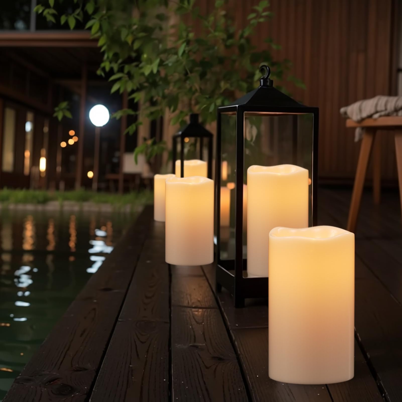 Lasumora Large Solar Powered Candles, Outdoor Rechargeable Flameless Candles, Waterproof LED Light Candles Flickering For Lantern Garden Camping Patio Home Decor Dusk To Dawn 2 PCS 4" X8