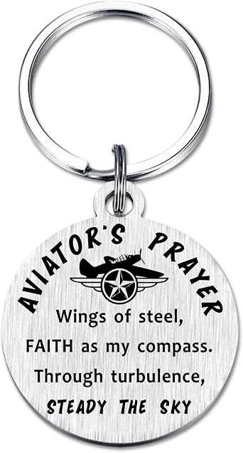 Pilot Gifts for Men Women - Aviators Prayer Keychain - Aviation or Air Force Graduation, Christmas, Deployment Gift for Pilots, Flight Instructors & Airmen