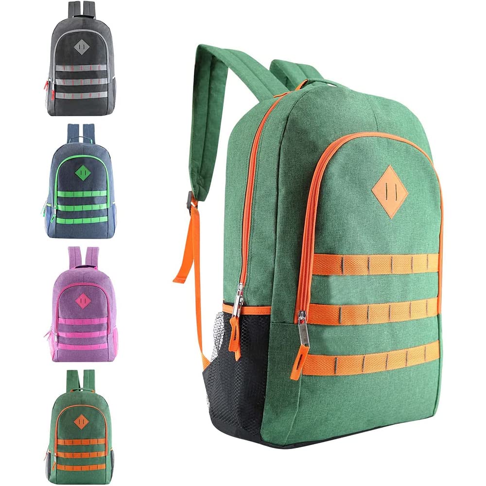 24-Pack 19" Basic Backpacks for Kids - Bookbags in Bulk for Elementary, Middle, and High School Students, 4 Assorted Colors