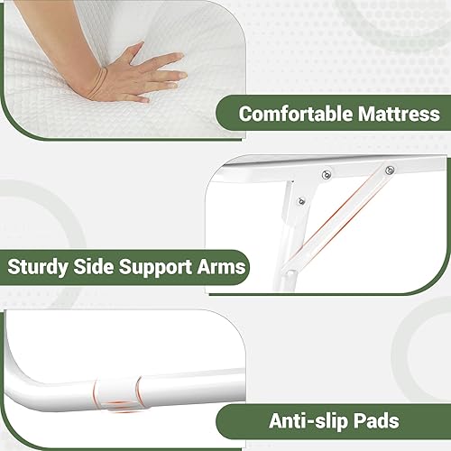 Miniatura 18 de Unikito Cama plegable con colchón para adultos, 75 x 31 pulgadas, cama de invitados portátil plegable con colchón de espuma viscoelástica y marco de