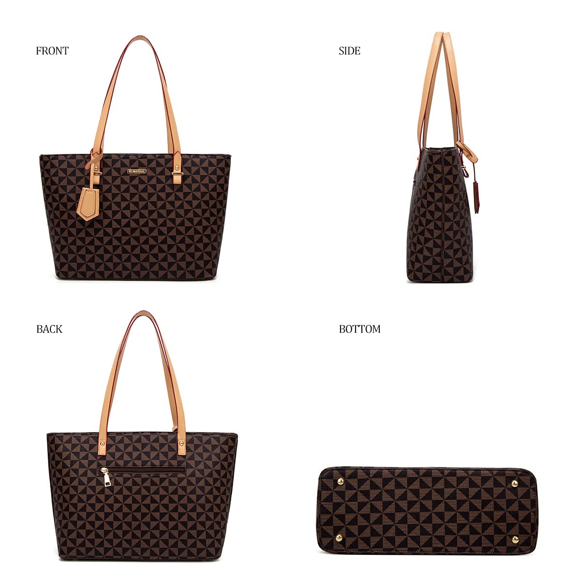 Women Fashion Synthetic Leather Handbags Tote Bag Shoulder Bag Top Handle Satchel Purse Set 4pcs