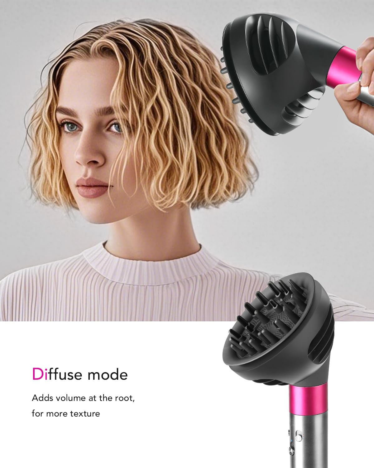 Wave+Curl Diffusore Attacco per Dyson Airwrap, ugello diffusore aggiornato per Dyson Airwrap HS01 HS05 HS08 Airwrap i.d