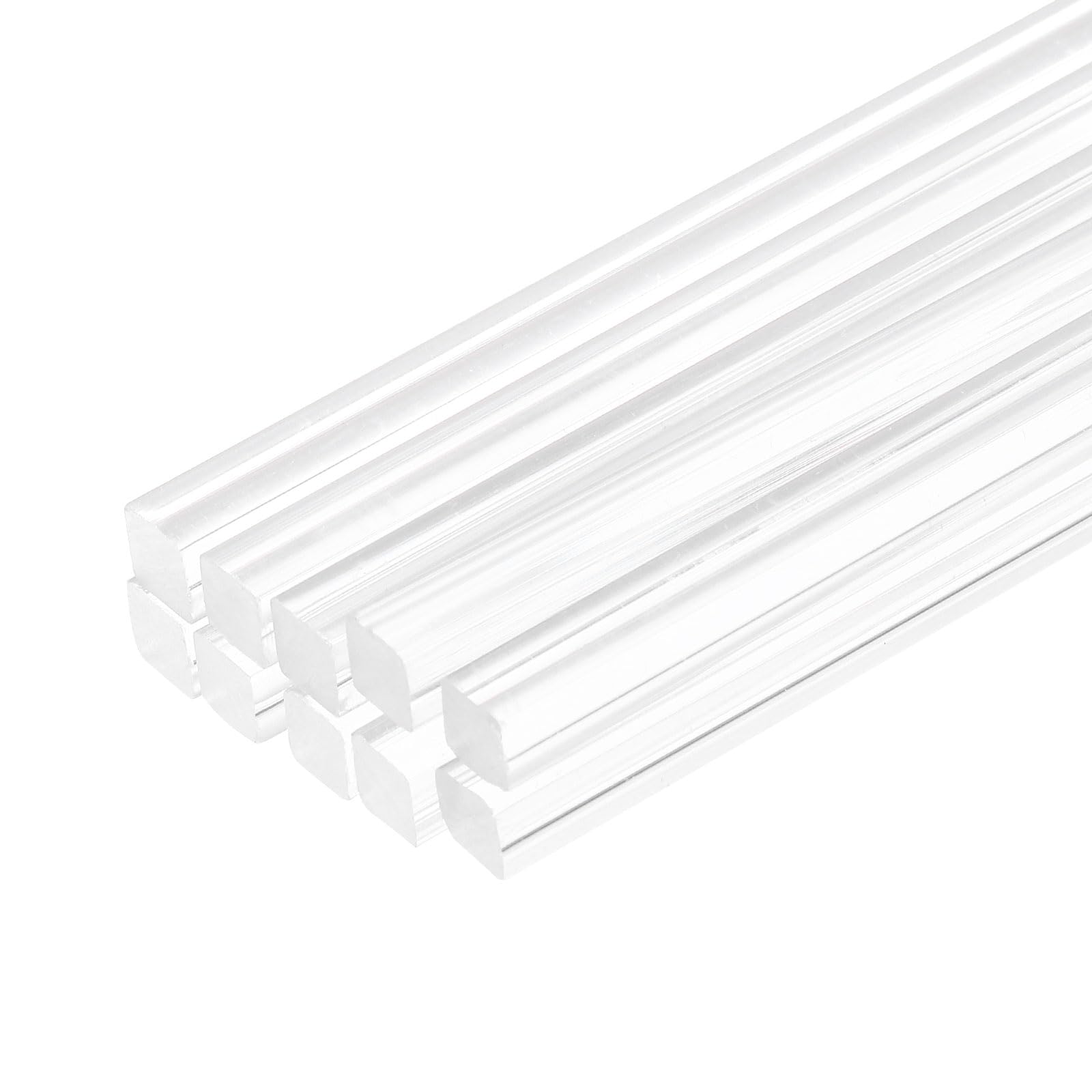 QUARKZMAN 10pcs Tiges Carrées en Acrylique 3/16" x 12" Tiges en Acrylique Transparent pour Bâtons en Acrylique Plastique pour Bricolage, Éclairage, Décorations de Jardin - 5mm x 300mm