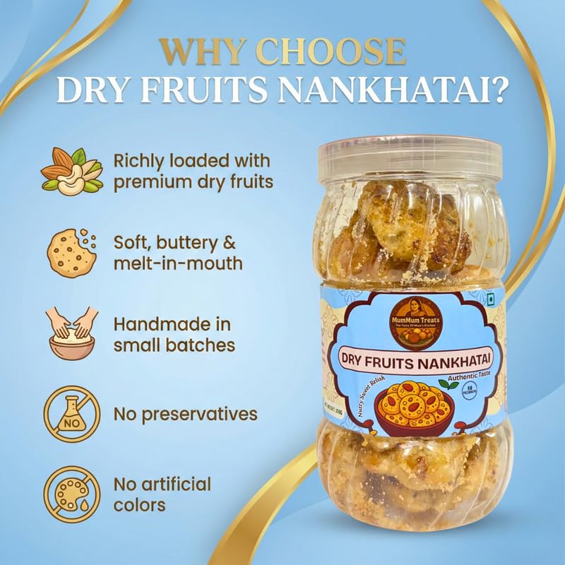 Image of MumMum Treats Dry Fruit Nankhatai | Traditional Indian Tea-Time Snack | Craving Snack for All Ages | All-Time Delight Biscuits & Cookies