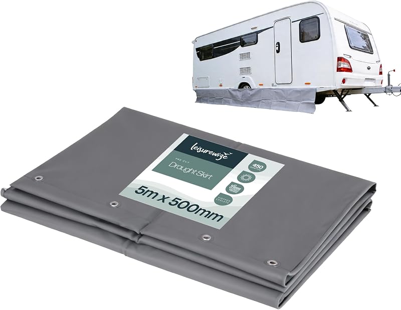 Luxury Caravan Draught Skirt 5m x 500mm β UV-Resistant PVC Weatherproof Awning Skirt with Reinforced Edging, Motorhome & Touring Caravan Wind and Draught Protection