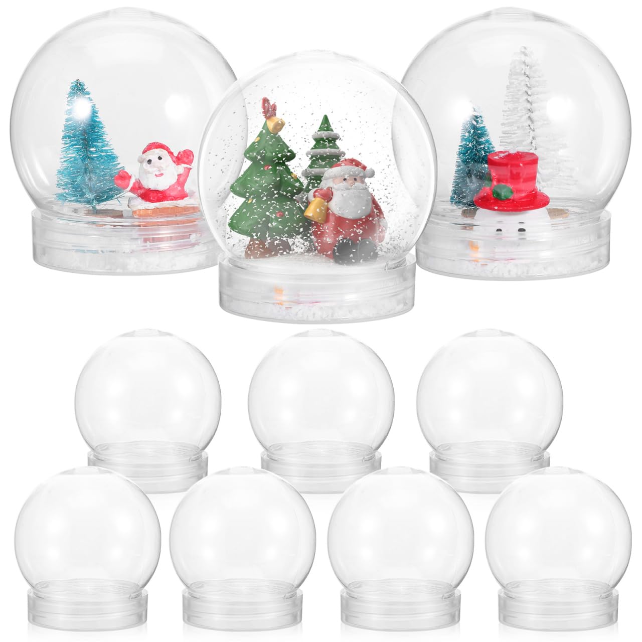 STOBOK Snow Globe, 10pcs DIY Plastic Snow Globes DIY Clear Christmas Water Globe with Screw Off Cap Plastic Clear Fillable Snow Globe with Lid for DIY Crafts, Christmas Decor