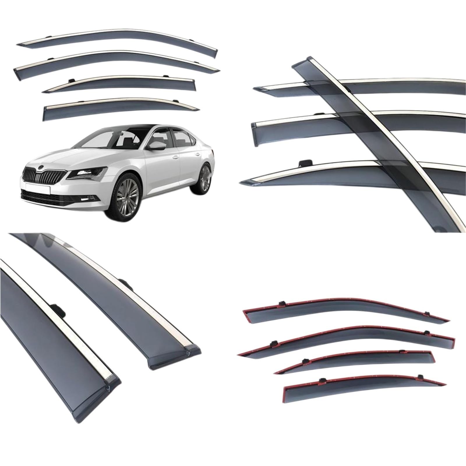Deflector Viento ventanilla 1 Juego De Protector contra La Lluvia para Superb B8 2016-2025 Deflector Visera Ventana 2016 2017 2018 2019 2020 2021 2022 2023 2024 2025(2016-225 Speed Pie P)