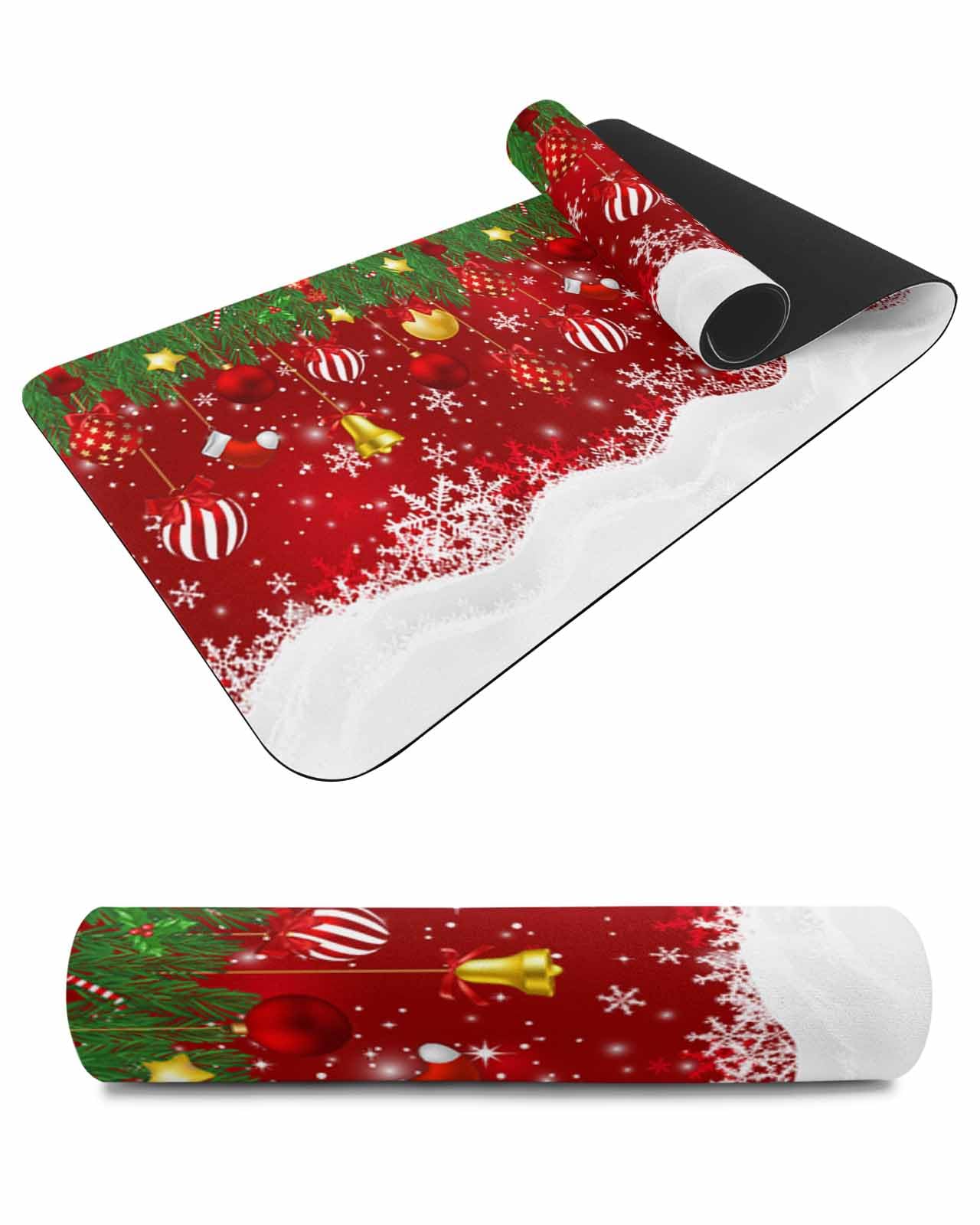 Debedcor Heat Proof Table Pads Waterproof Decorative, Christmas Ball Non-Slip Table Countertop Protector, Winter Xmas Snowflake Pine Twig Insulation Mat for Kitchen Room, 40 x 12 Inches