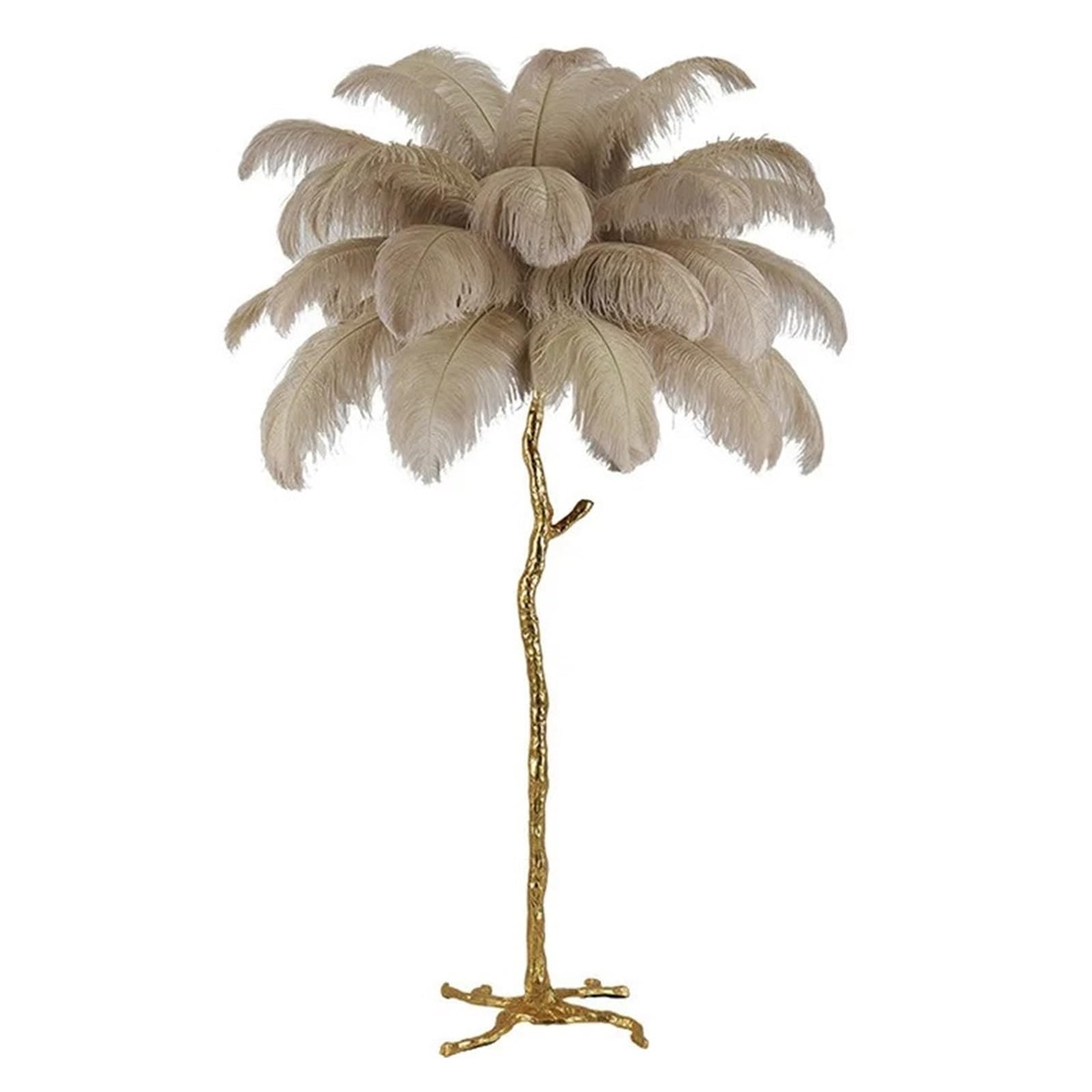 SMTYXS Nordic Home Decor Floor Lamps for Living Room Standing Modern Luxury Ostrich Feather LED Lamp Gold Resin Light Elegant Luxurious(H80cm 28 Feathers,Camel)