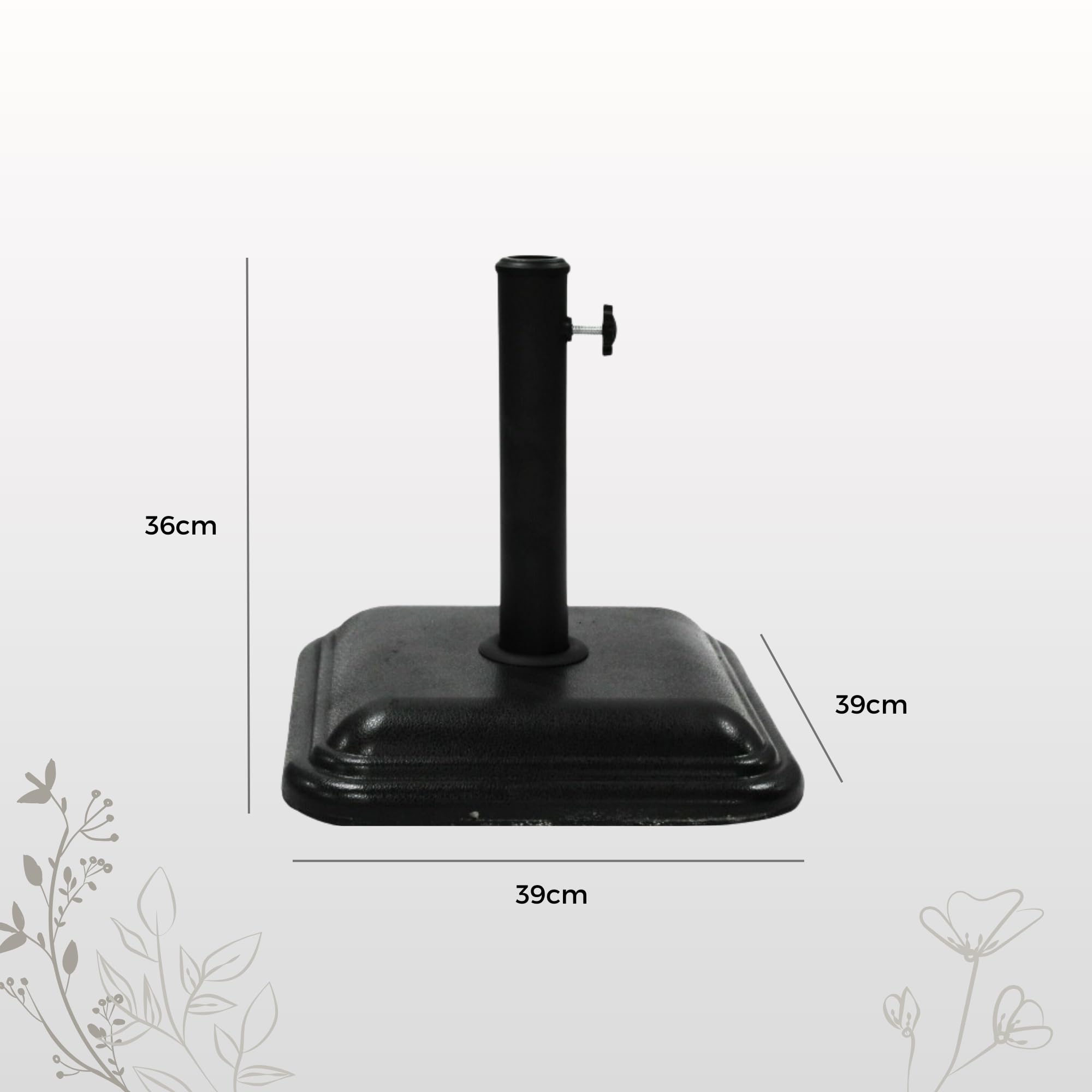 Gerimport Base Soporte de Sombrilla Pie de Parasol 12 KG Negro para MÁSTIL DIAMENTRO 3 CM - 4.5CM