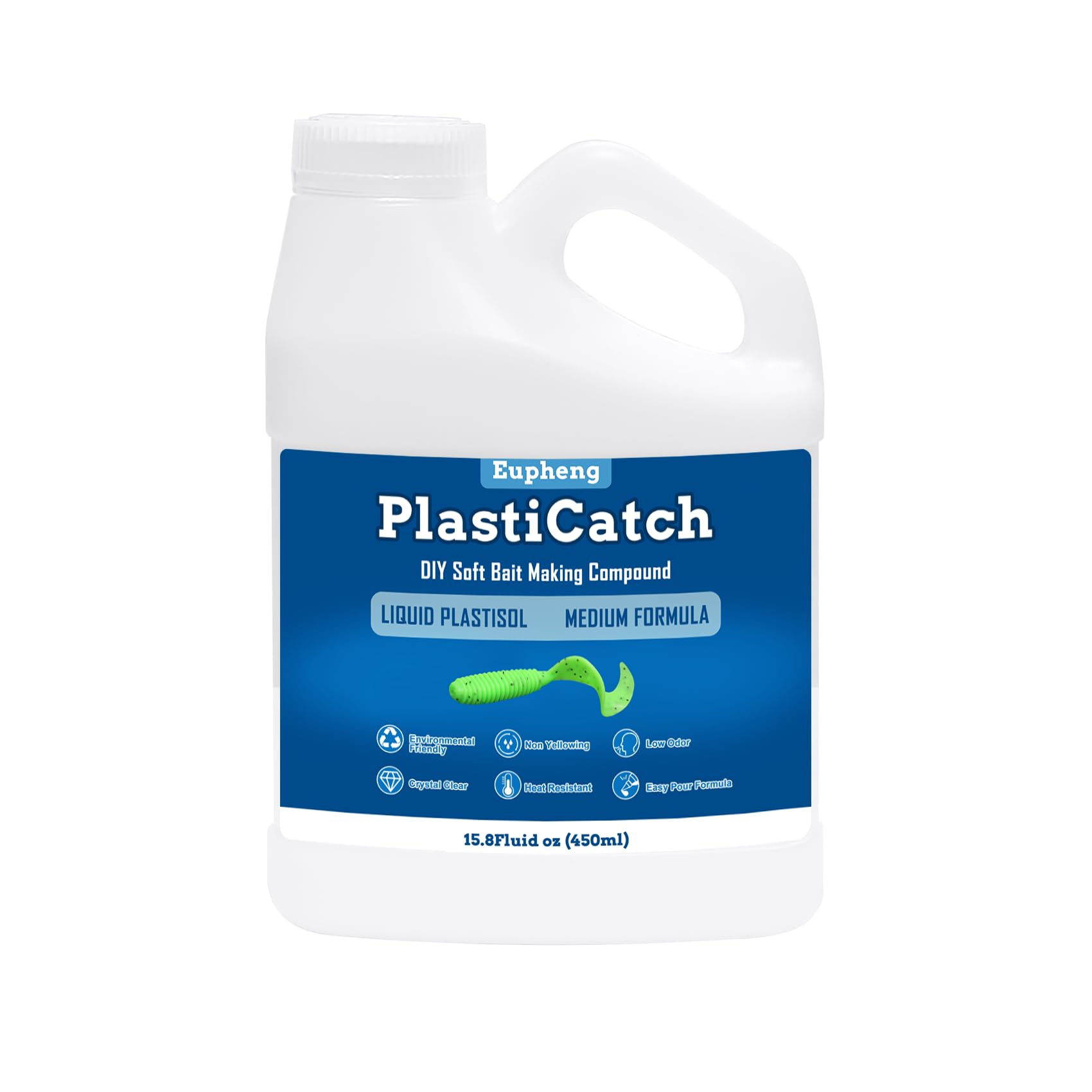 Eupheng PlastiCatch Series Plastisol Fishing Lure Making Plastic Rubber, Crystal Clear, Low Odor, Non Yellowing Medium Formula for DIY Fishing Lures