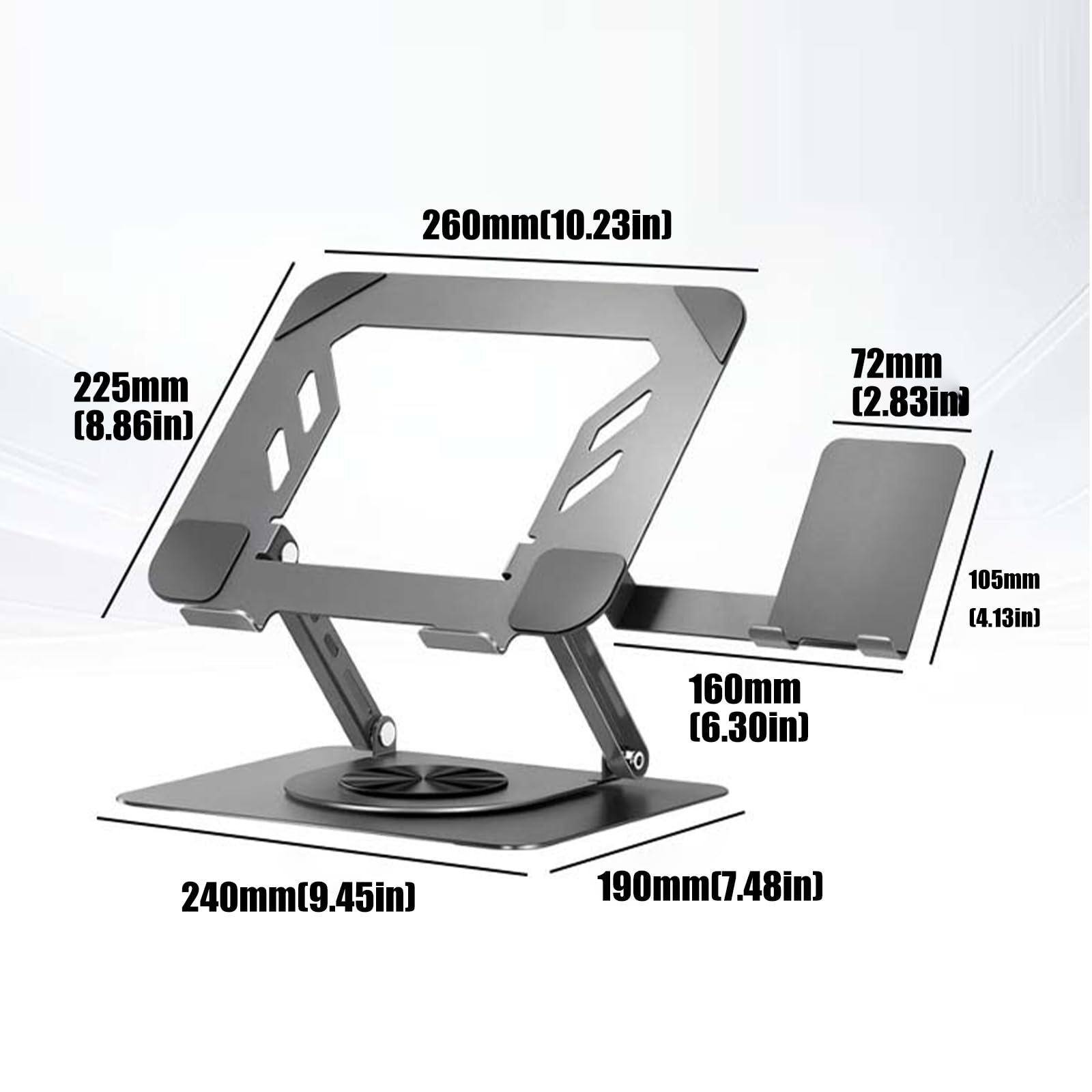 COOLHOOD Soporte ergonómico plegable para computadora con base giratoria y doble ajuste de altura para ver el soporte giratorio para laptop