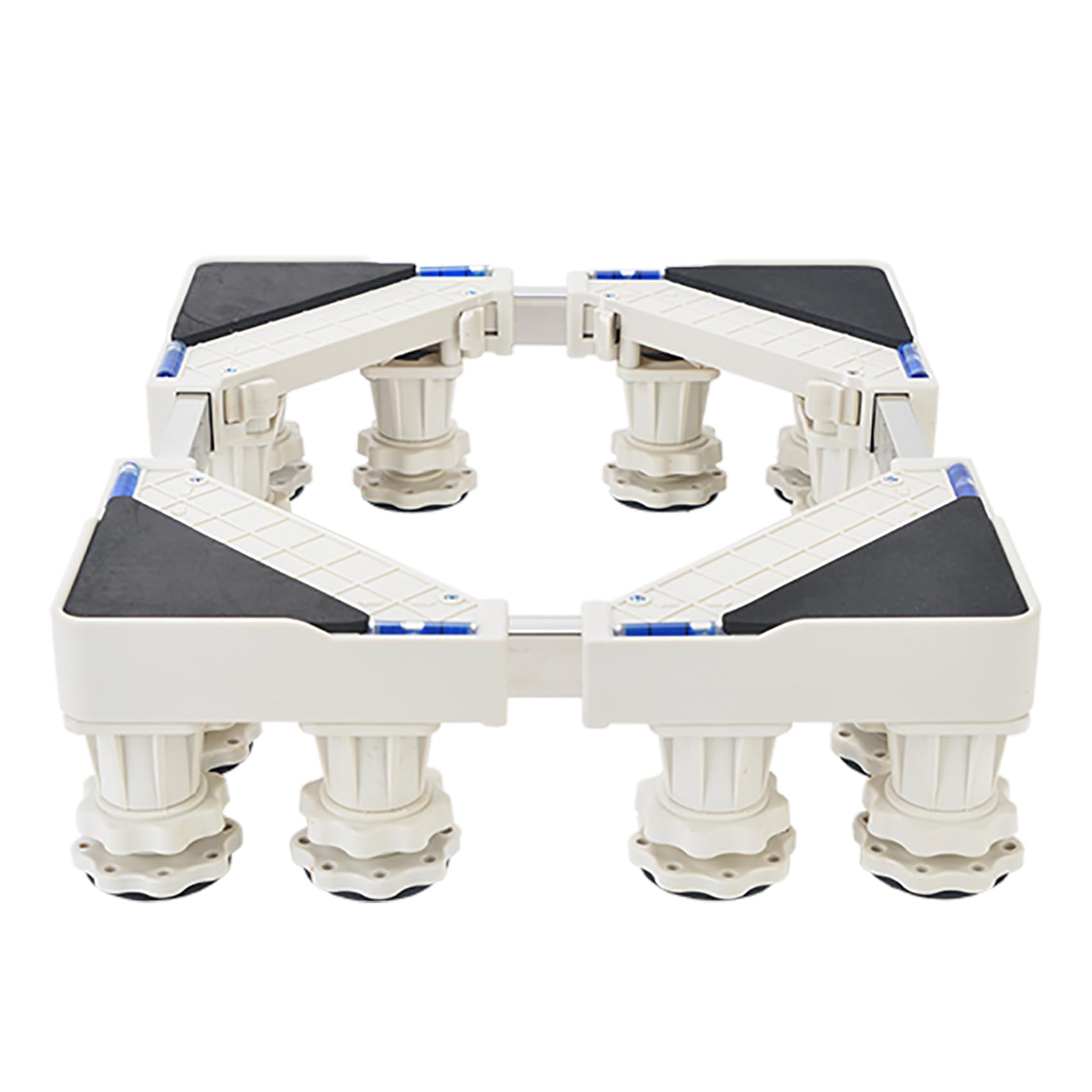 Soporte Lavadora Antivibracion, Soporte Lavadora Secadora Ajustable de 12 Pies Largo y Ancho 11.8in-18.8in Altura 3.5in-4.3in Carga de 150kg Base para Lavadora Secadora Frigorífico Congelador Blanco