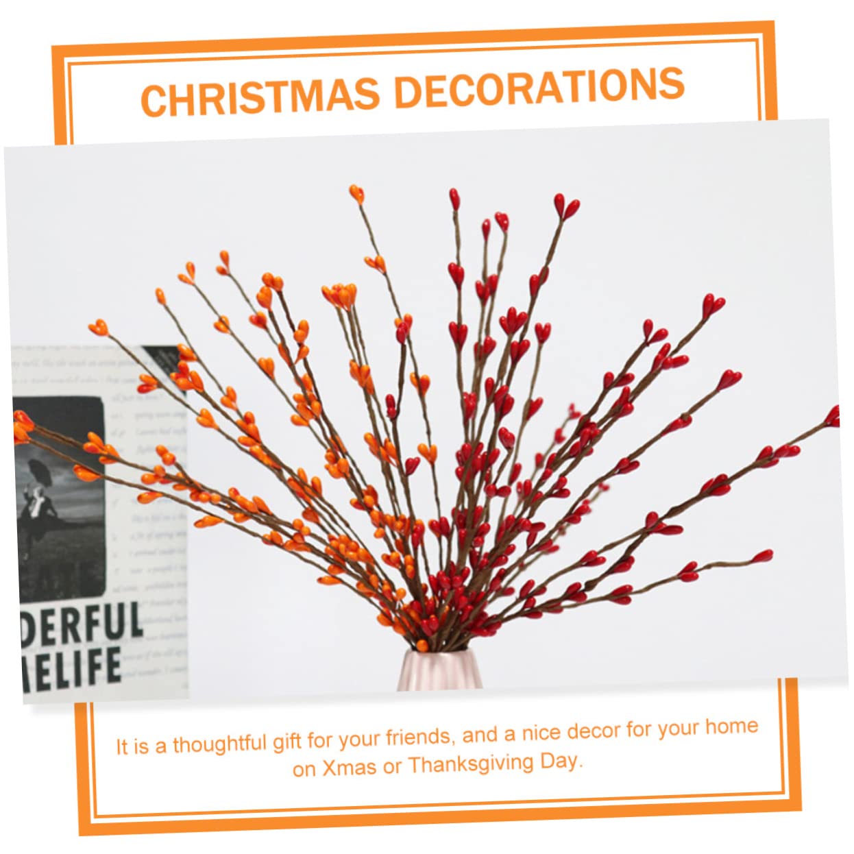 Alipis 4 Ensembles Branche De Baie Artificielle Bricolage De Noel Decoration pour Noel Faux Pics De Baies Pics De Baies De Houx Baie Artificielle D'oranger Décoration De Noël 5 Pièces * 4