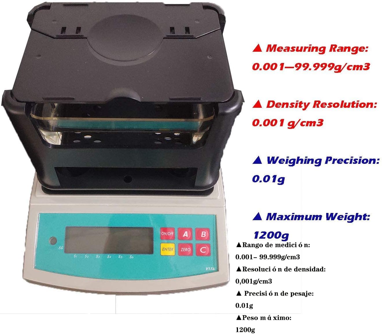 CNYST DH1200 Densitometer with technical specifications listed