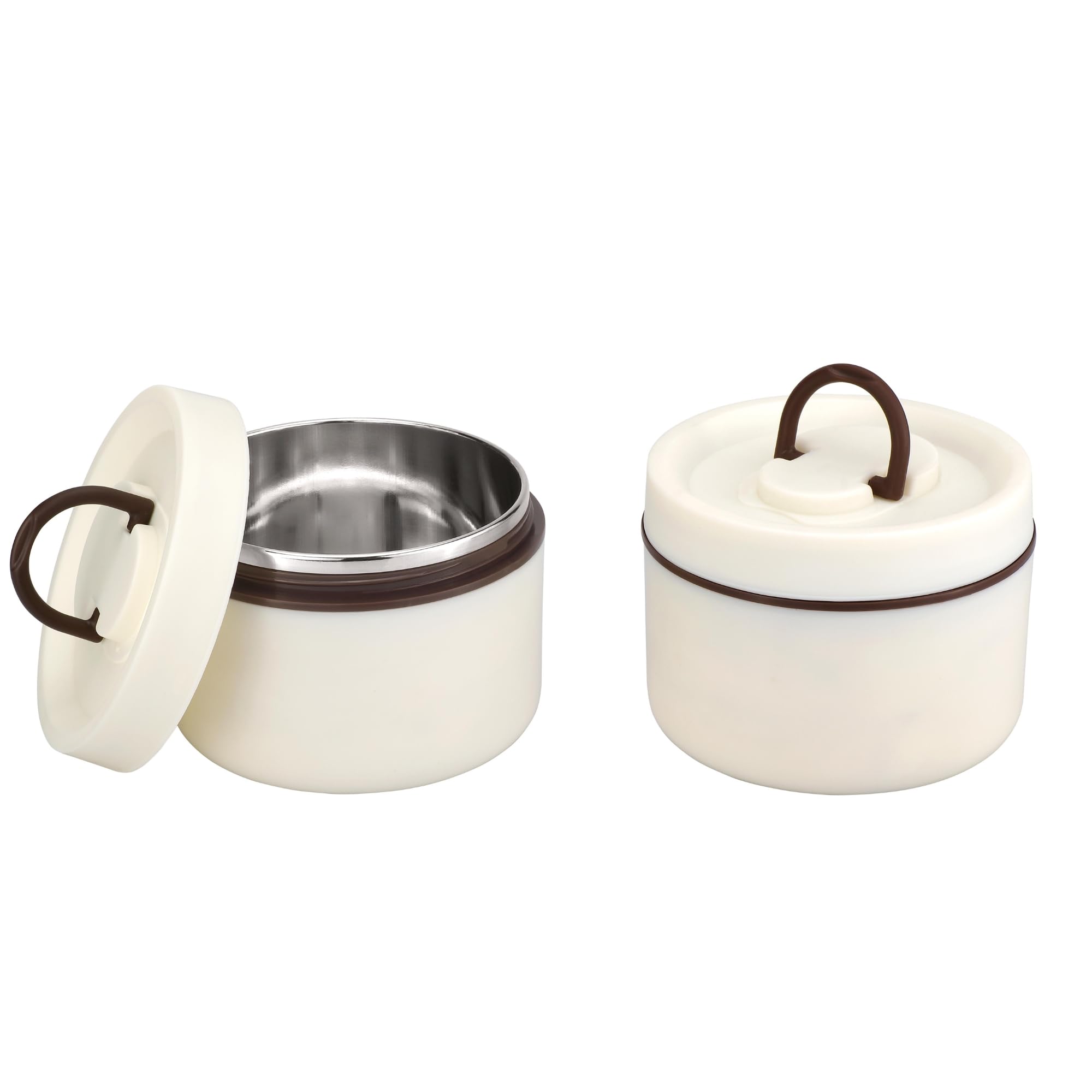 FOOD 8 Bliss Double Wall Insulated Lunch Box, Airtight & Leak Proof, Inside Steel Containers with BPA Free Lids - White,Set of 2 (600ml) (B0DF6DW6JJ) Amazon Price History, Amazon Price Tracker