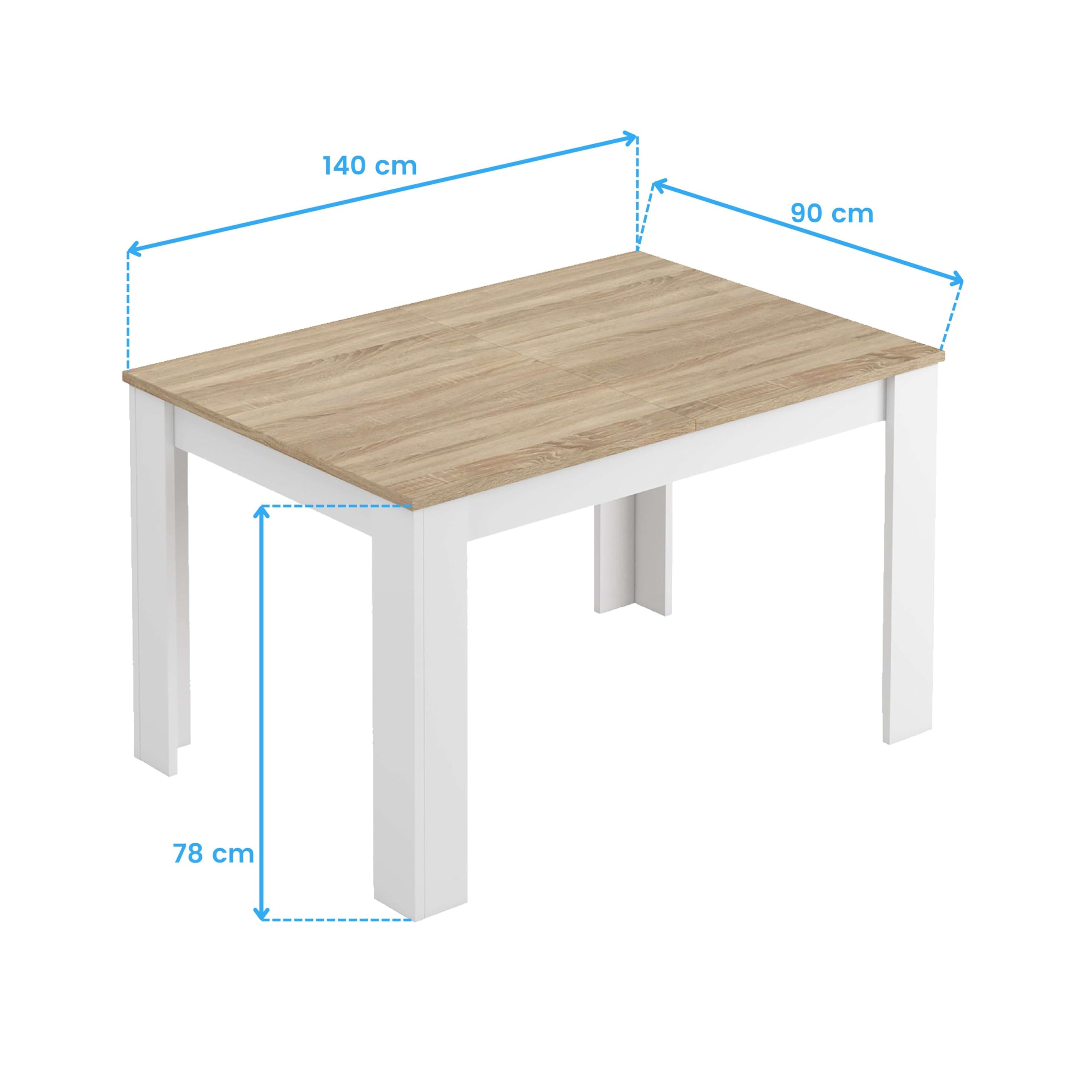 Miroytengo Pack de Muebles de Salón Estilo Nórdico en Color Blanco y Roble Claro con Modulo de TV, Mesa de Centro y Mesa de Comedor