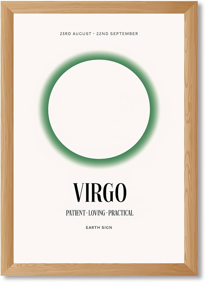 Virgo Zodiac Sign Canvas Print Wall Art Minimalist Aesthetic Elegant Wall Decor Earth Sign Poster Painting Pictures for Living Room Bedroom Dorm Room Decoration (Wood Framed,8L x 12W)