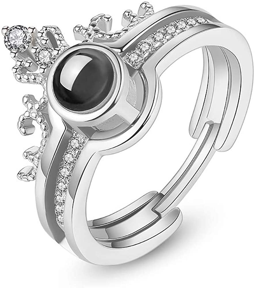 Jewelgenics I Love You in 100 Languages Loving Memory Crown Projection Ring for Girls/Women (Silver) (B09V381RTS) Amazon Price History, Amazon Price Tracker