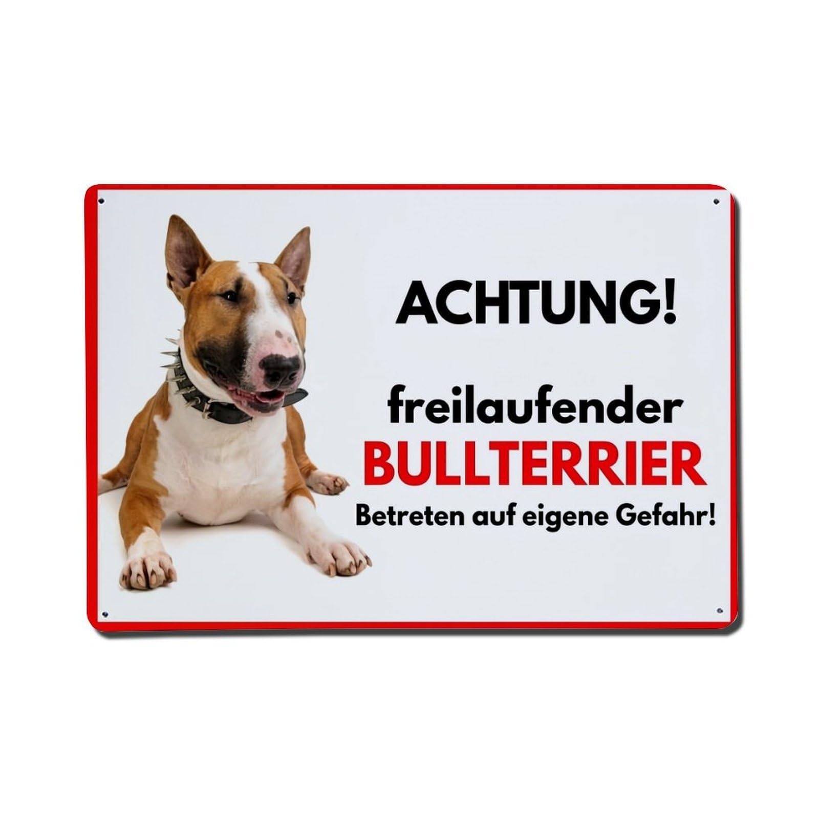 Achtung Freilaufender Bullterrier Gefahr Betreten Metal Tin Sign Plaque