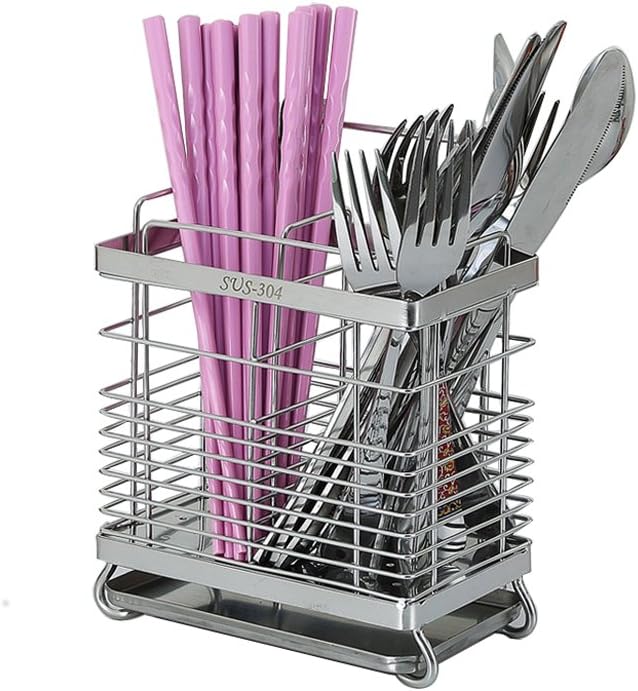 Kitchen Utensils Drying Rack 304 Stainless Steel Square Spoon Knife Fork Case Sink Basket Rack Organizer Storage Stand Holder