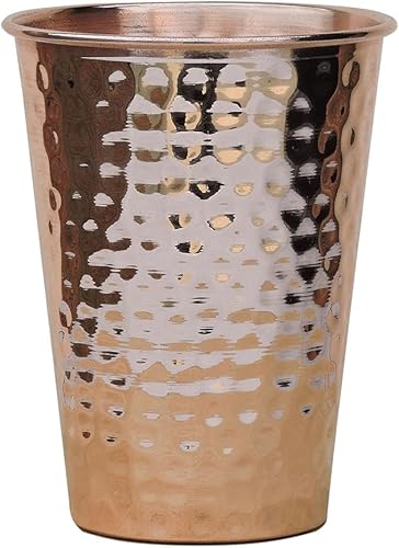 ANCIENTIMPEX Gobelet en cuivre martelé, sans Laque, sans Doublure et sans revêtement 550 ML, pour Les bienfaits ayurvédiques pour la santé (Traditionnel 550 ML)
