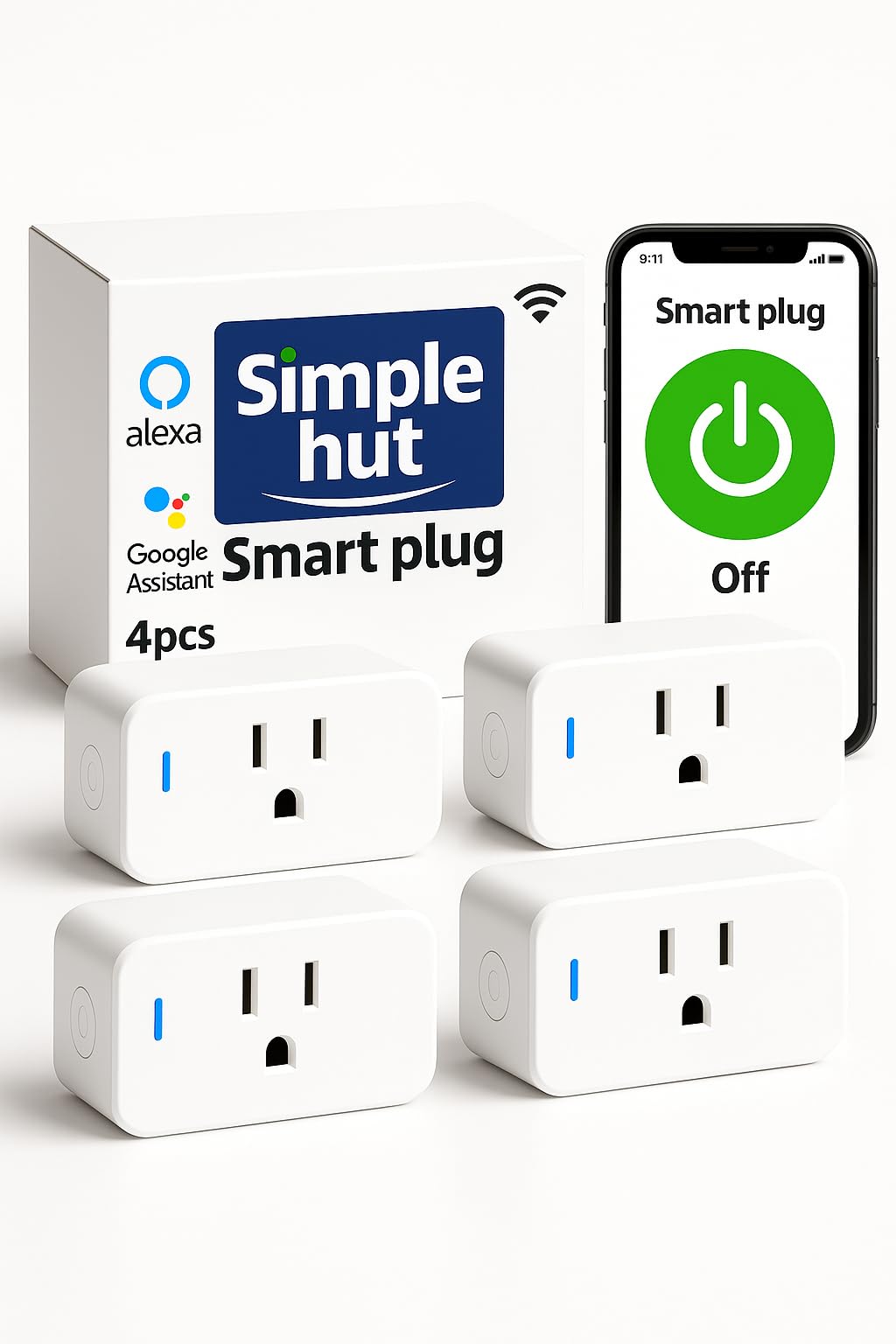 Compact Smart Plug Works with Alexa Google Assistant Smart Life App Voice Control Energy Monitoring Timer Scheduling No
