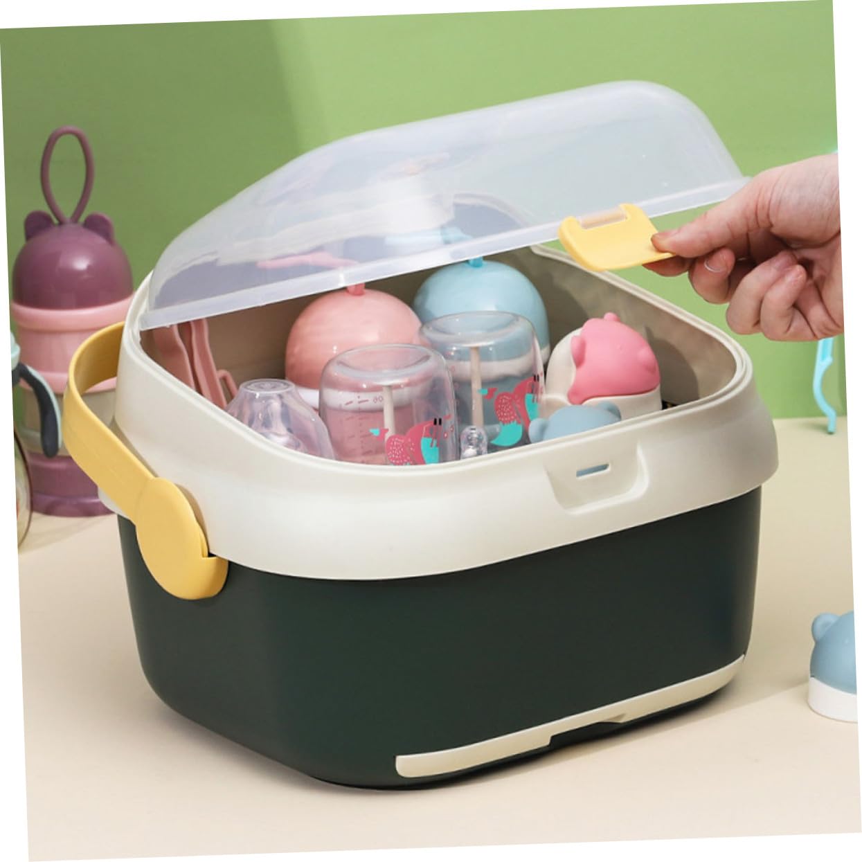 Babyflaschen Trockenbox Großformat Mit Deckel Staubdicht Babyflaschenhalter Aufbewahrungsbox Frei Multifunktional Für Babypflege Und Flaschenreinigung