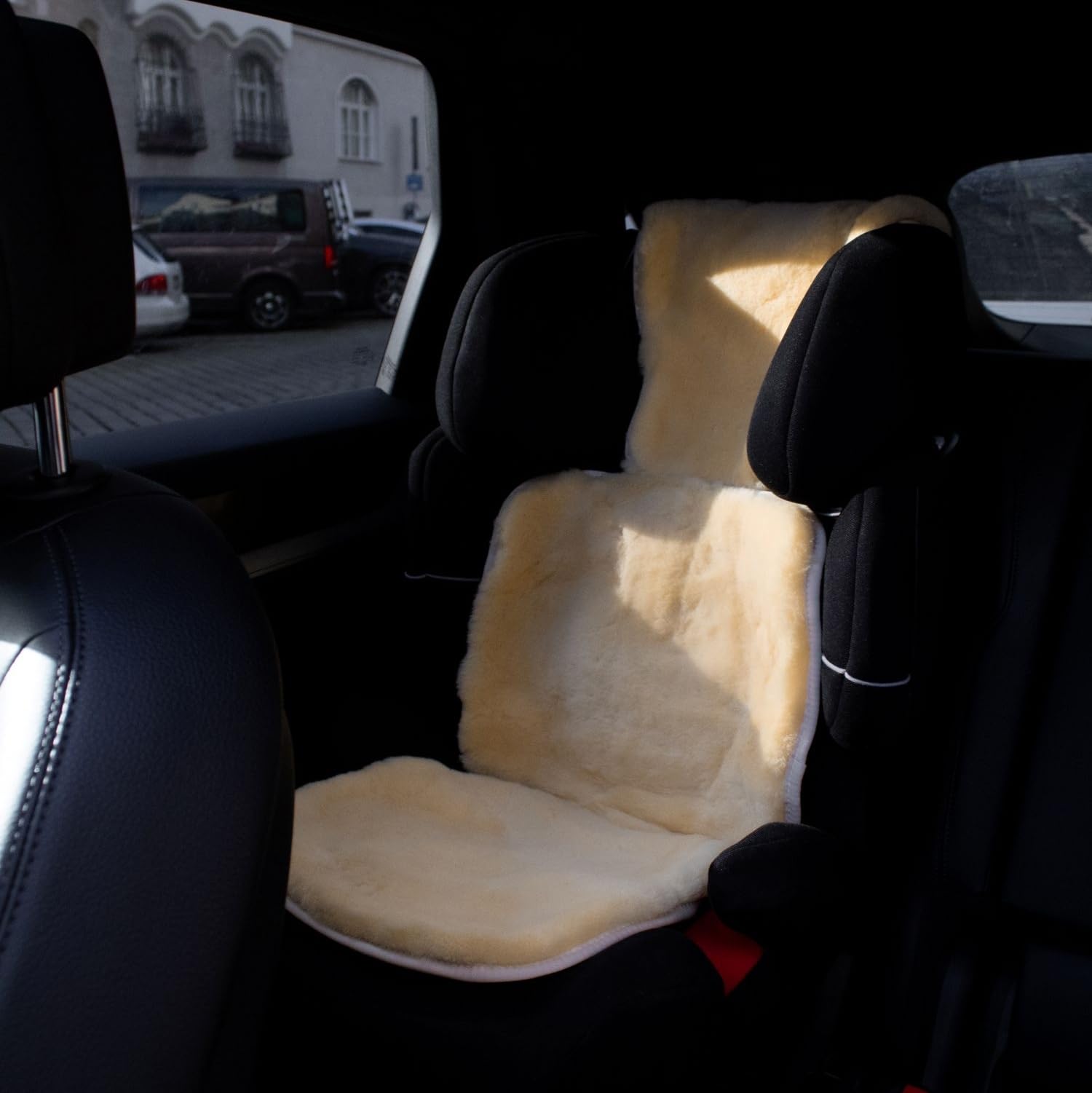 Housse pour buggy et siège auto CHRIST en peau de mouton véritable – Housse de siège pour enfants et bébés, fourrure médicale, Longueur réglable, tailles : Sièges enfant du groupe 2-3