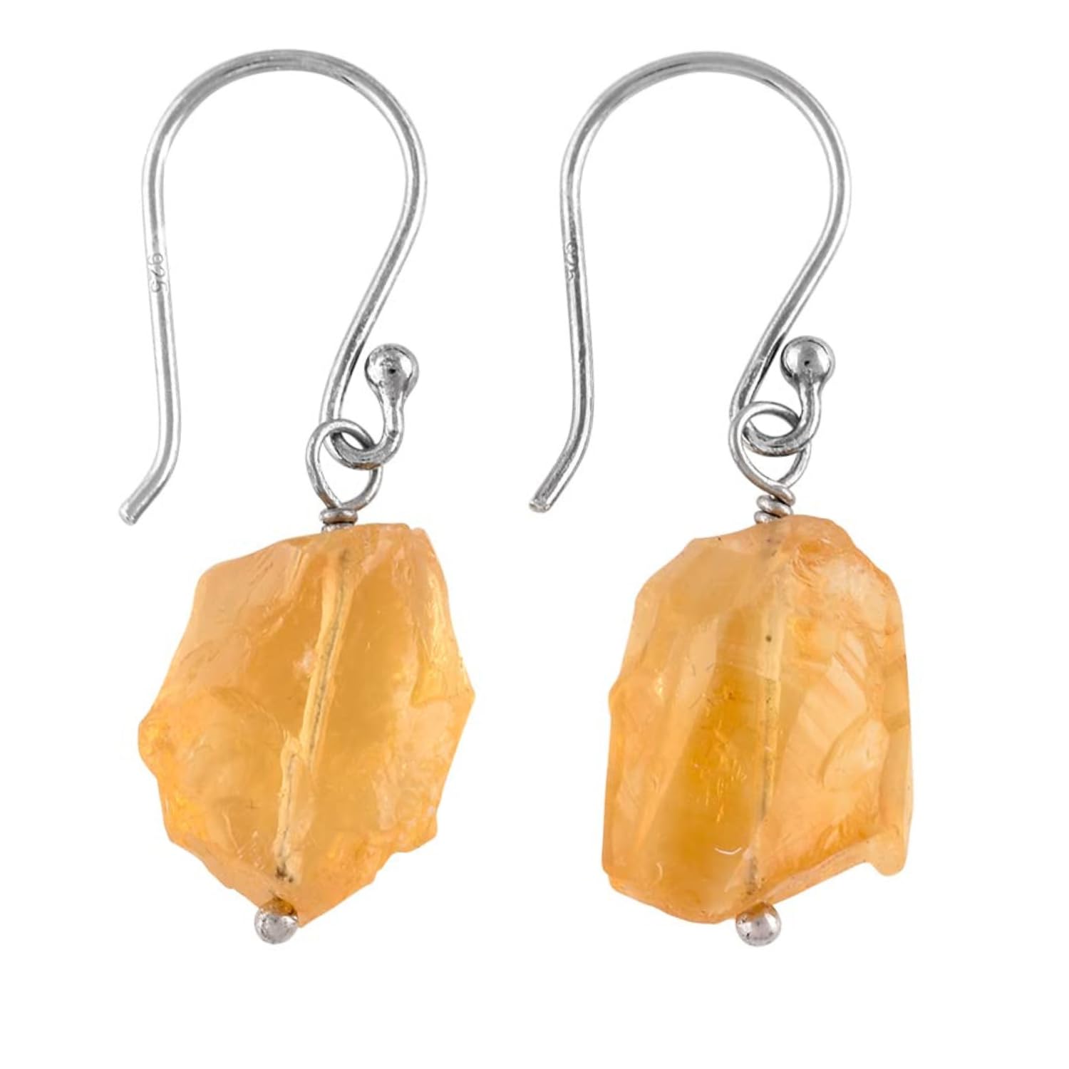 InfinityGemsArt Raw Citrine Earrings Set Women, November Birthstone, Natural Gemstone Rough Pair, Dangle Handmade Jewelry, Chakra Energy Healing