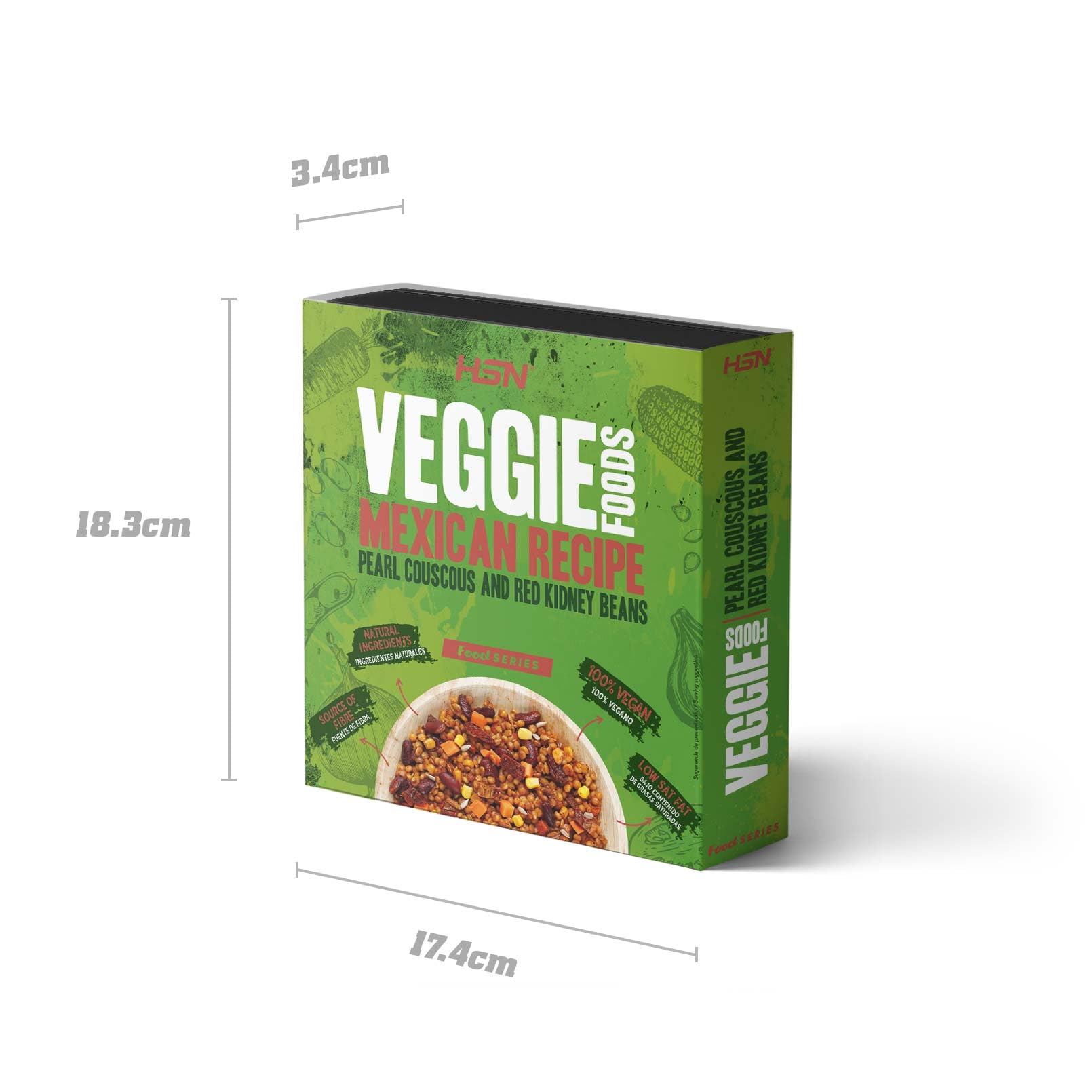 Plato Preparado Vegano Cuscús Perla y Frijoles Estilo Mexicano de HSN | 280 gramos | Listo para Calentar y Tomar | Alto en Proteínas, Bajo en calorías | Comida Sana y Rica