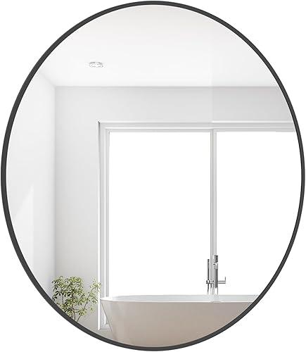 Miniatura 89 de WallBeyond Espejo redondo de madera de 24 pulgadas, espejo de pared circular para baño, espejo de pared redondo para decoración de pared, tocador