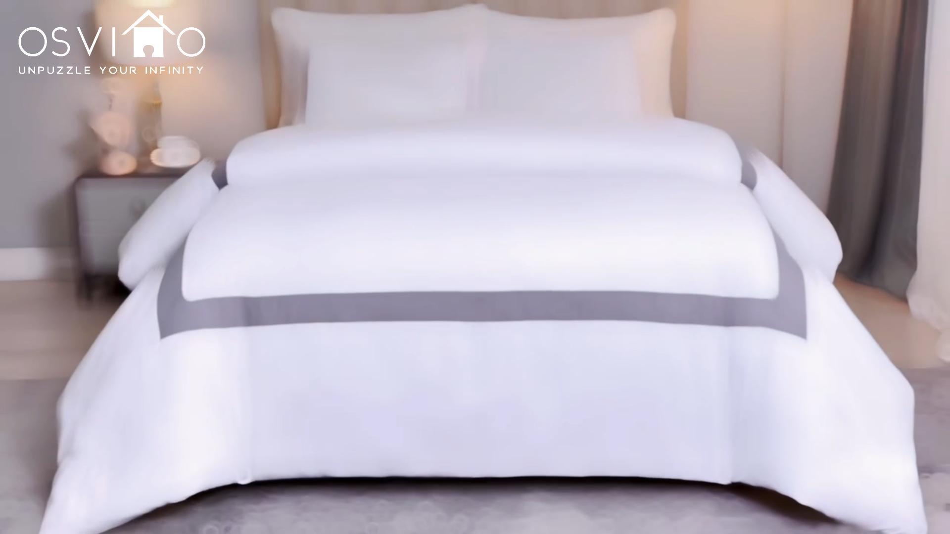 Set Copripiumino Matrimoniale 240x220 Cm - Raso Di Cotone 300TC, 2 Federe 50x75, Bianco Avorio - Foto 11