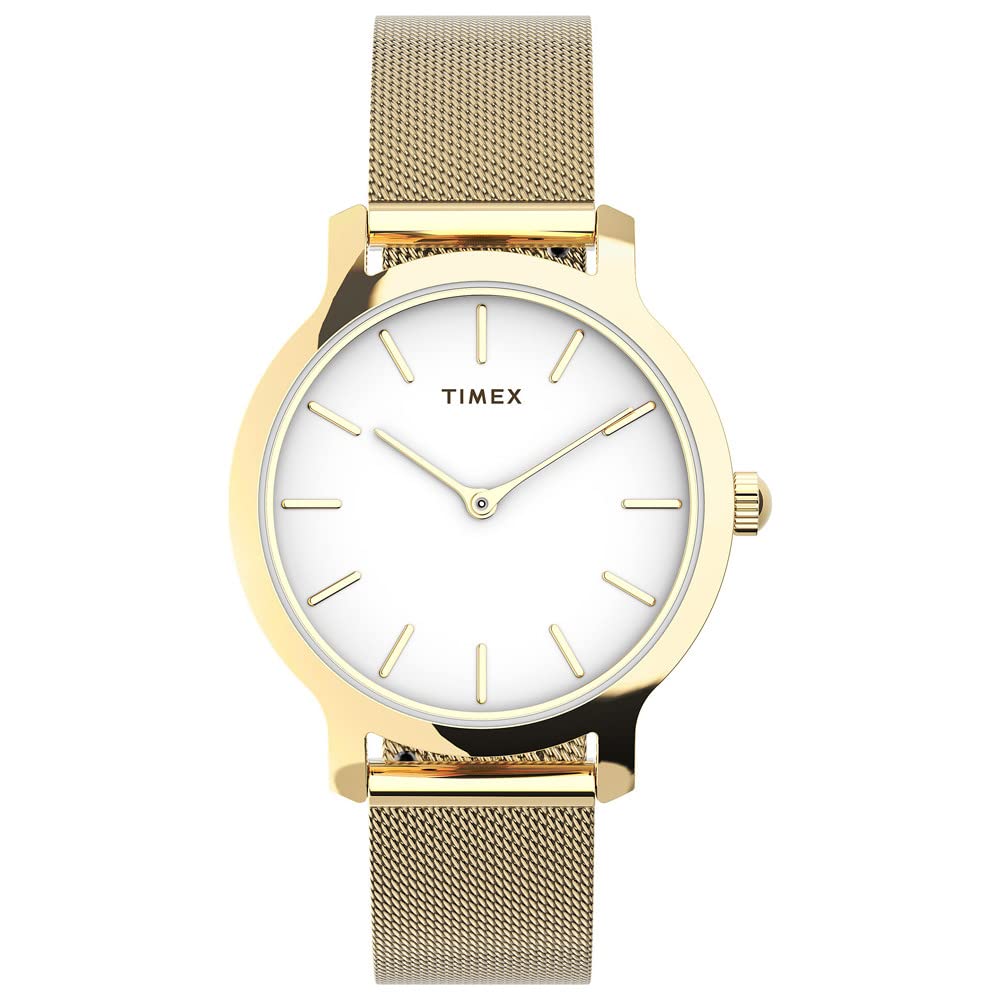 Timex Transcend TW2U86800 - Reloj para mujer de 31 mm con brazalete de acero inoxidable en tono dorado y esfera blanca en oferta en Amazon