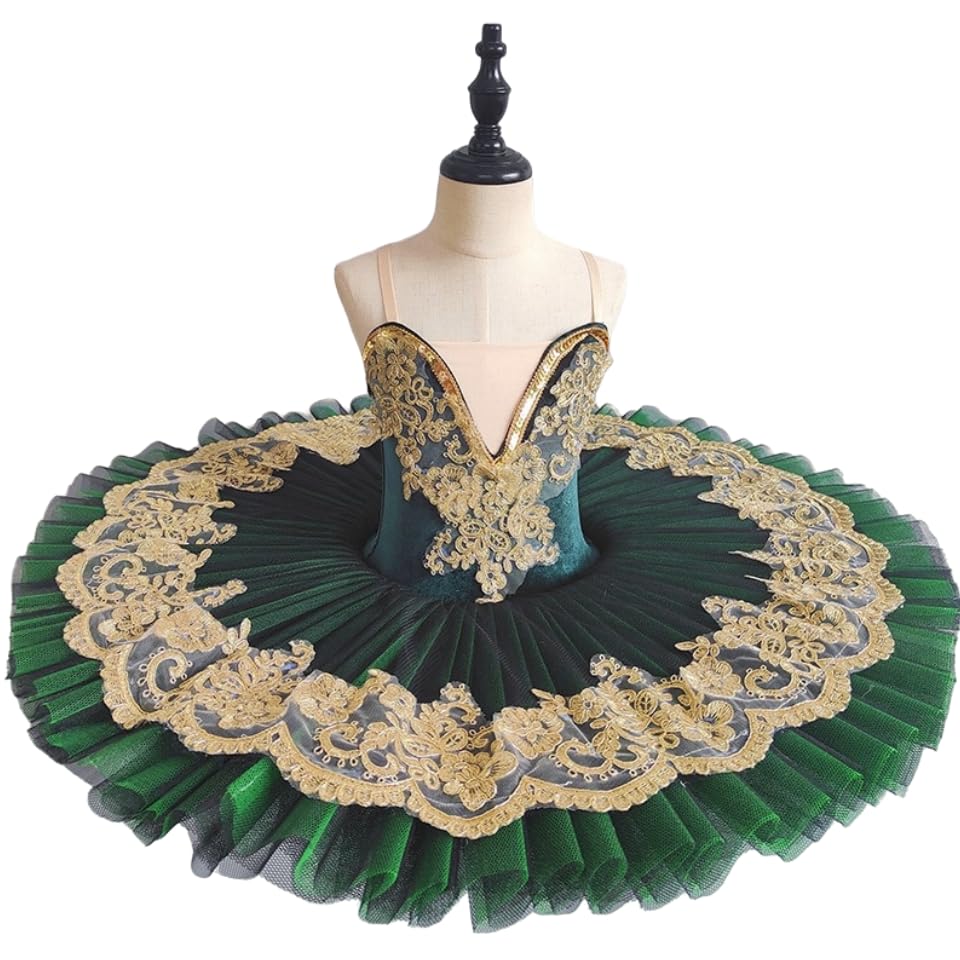 Vestito Tutù Da Balletto Per Bambine – Gonna Pancake Con Corpetto In Cotone Elasticizzato, Ricami E Perle, Per Danza Classica E Festa