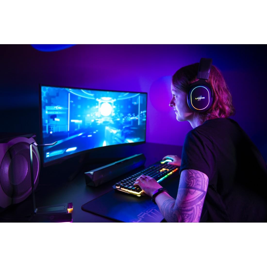 uRage Casque Micro Gaming (Casque Gamer optimisé PC PS5, certifié DTS X, Casque de Jeu Son Virtual Surround 7.1, LED RGB, Micro Amovible, Cable USB-A 2.2m) Noir