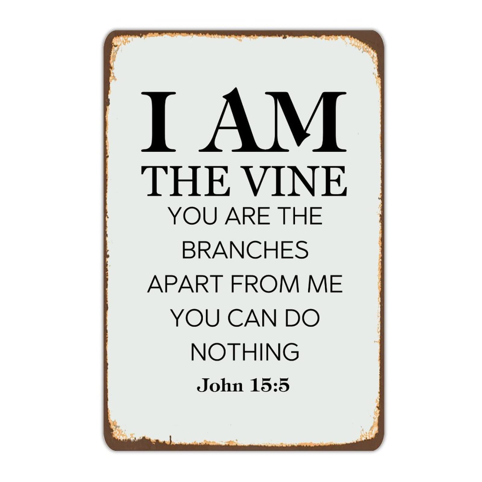 peiyeety Religious Quotes Metal Wall Art Decor You Can Do Nothing John 15 5 Retro Tin Signs Metal Plate Sign Farmhouse Home Decor 8"x12"