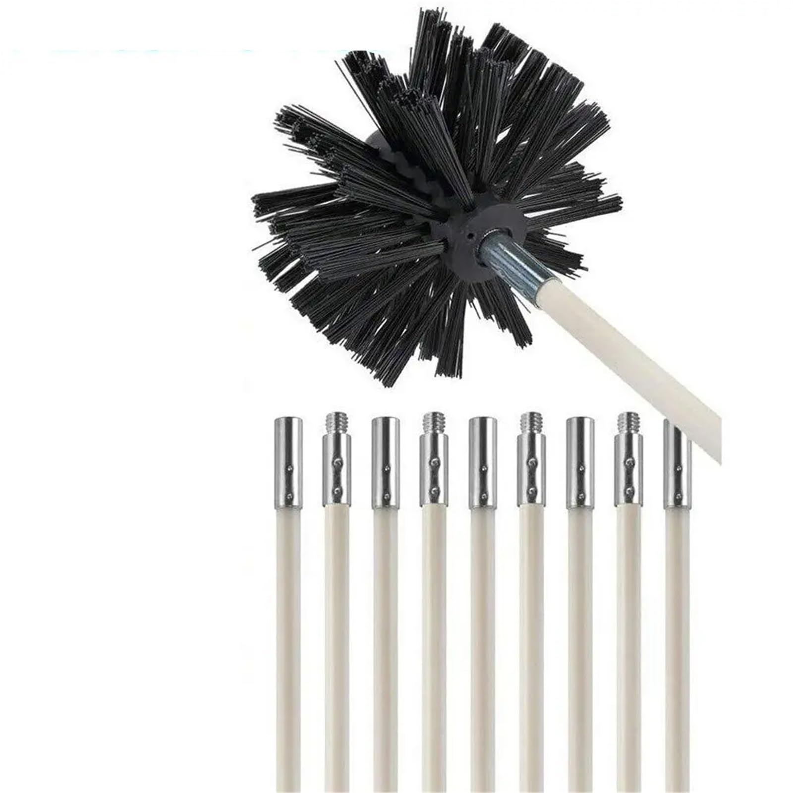Psnklmm One Color Flexible Chimney Sweep Set Flue Sweeping Brush & Rod Kit Soot Cleaning Rods Nylon Tool