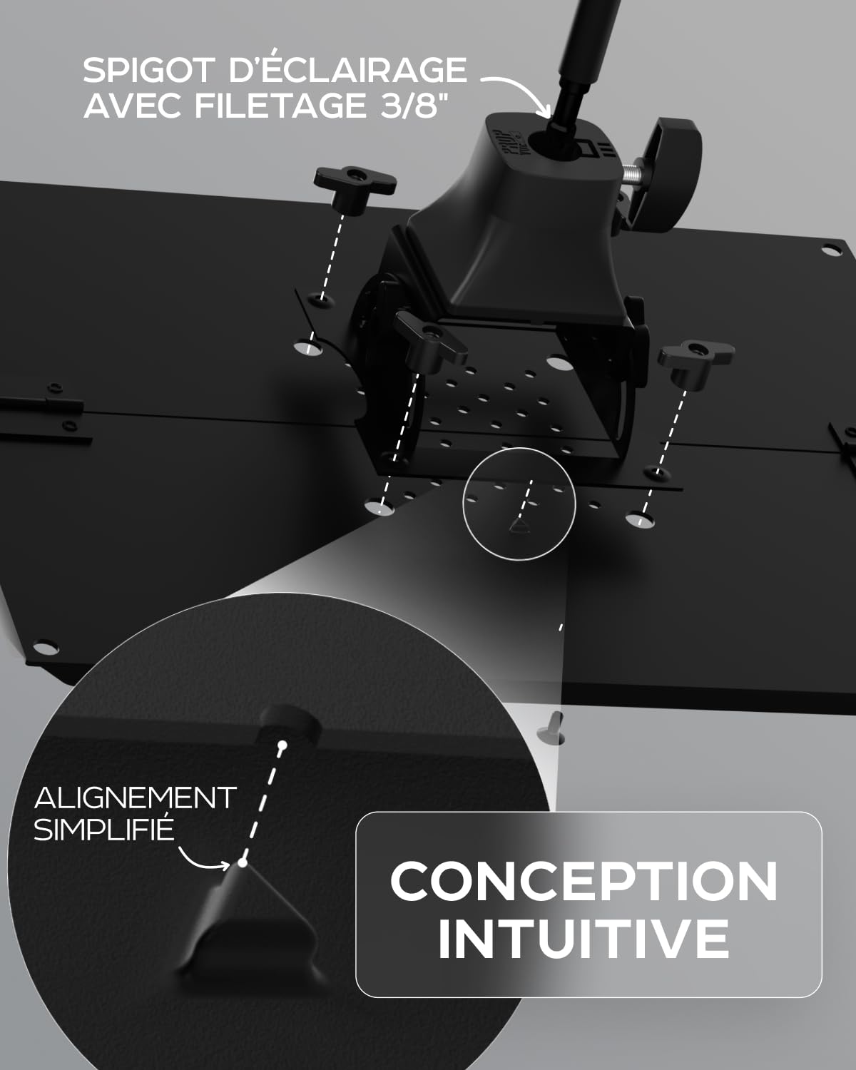 Pied de projecteur, hauteur 68,6 - 157,5 cm, pied de projecteur au sol, pied pour caméra et lumière - bien conçu, facile à régler, support DJ et support pour musique ou film