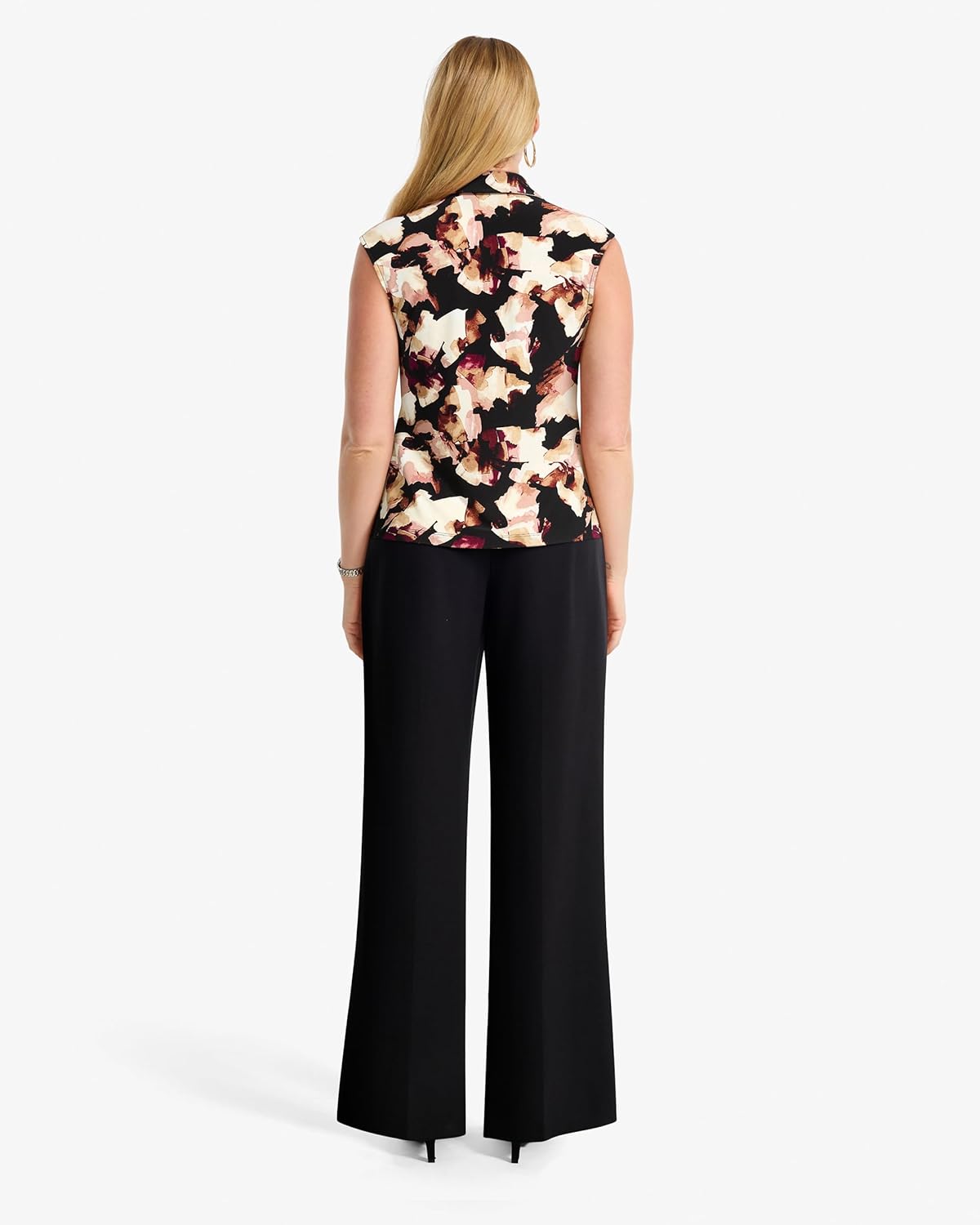 Anne Klein Women's Sleeveless Pleat Neck Printed Top - Image 2