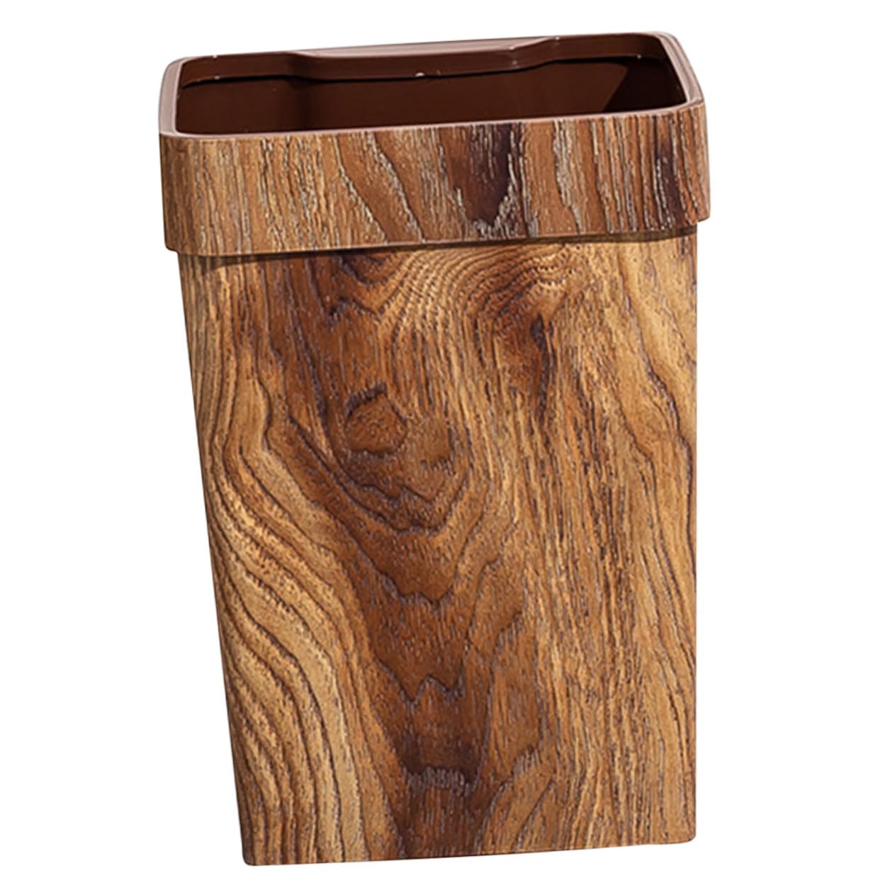 MAGICLULU Household Decorative Waste Bin Imitation Wood Grain Finish Large-Capacity Plastic Trash Can for Kitchen Bathroom Office and Living Spaces Versatile Waste Storage