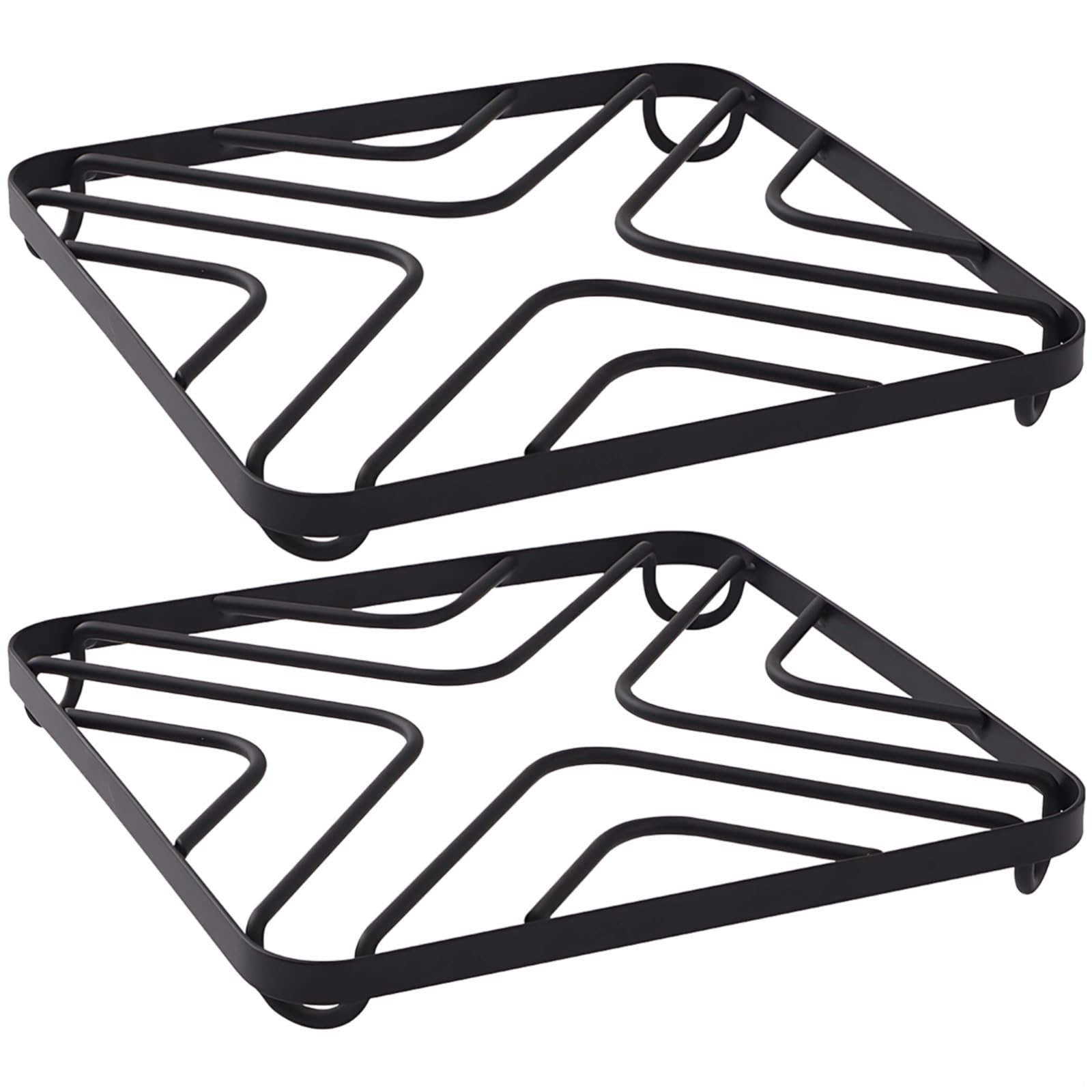 Lot de 2 grands dessous de plat carrés en métal, haute résistance à la chaleur, design antidérapant, pour comptoir de cuisine idéal, protège la chaleur et les rayures des surfaces